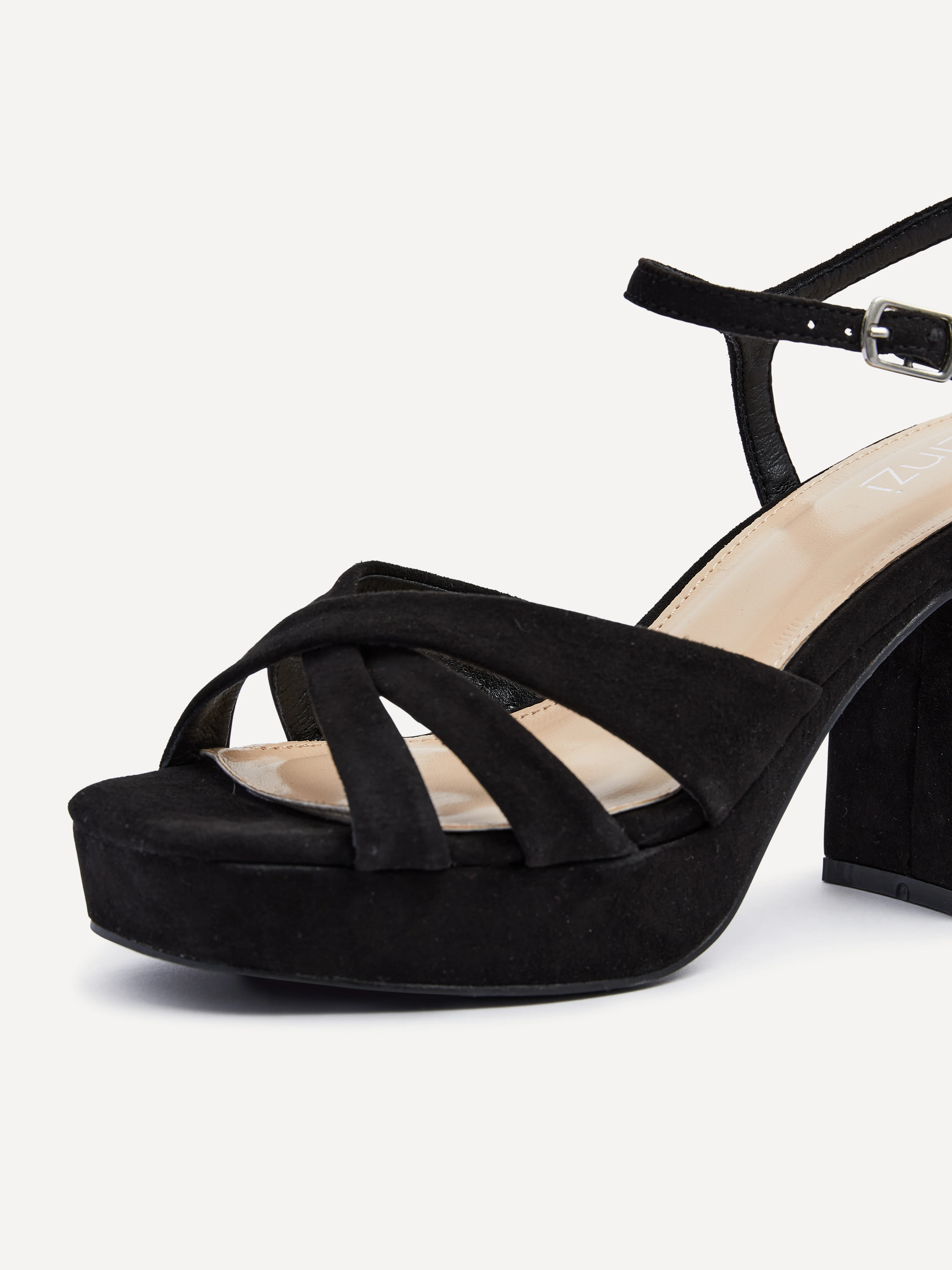 Keliah Black Faux Suede Platform Heels - Image 5