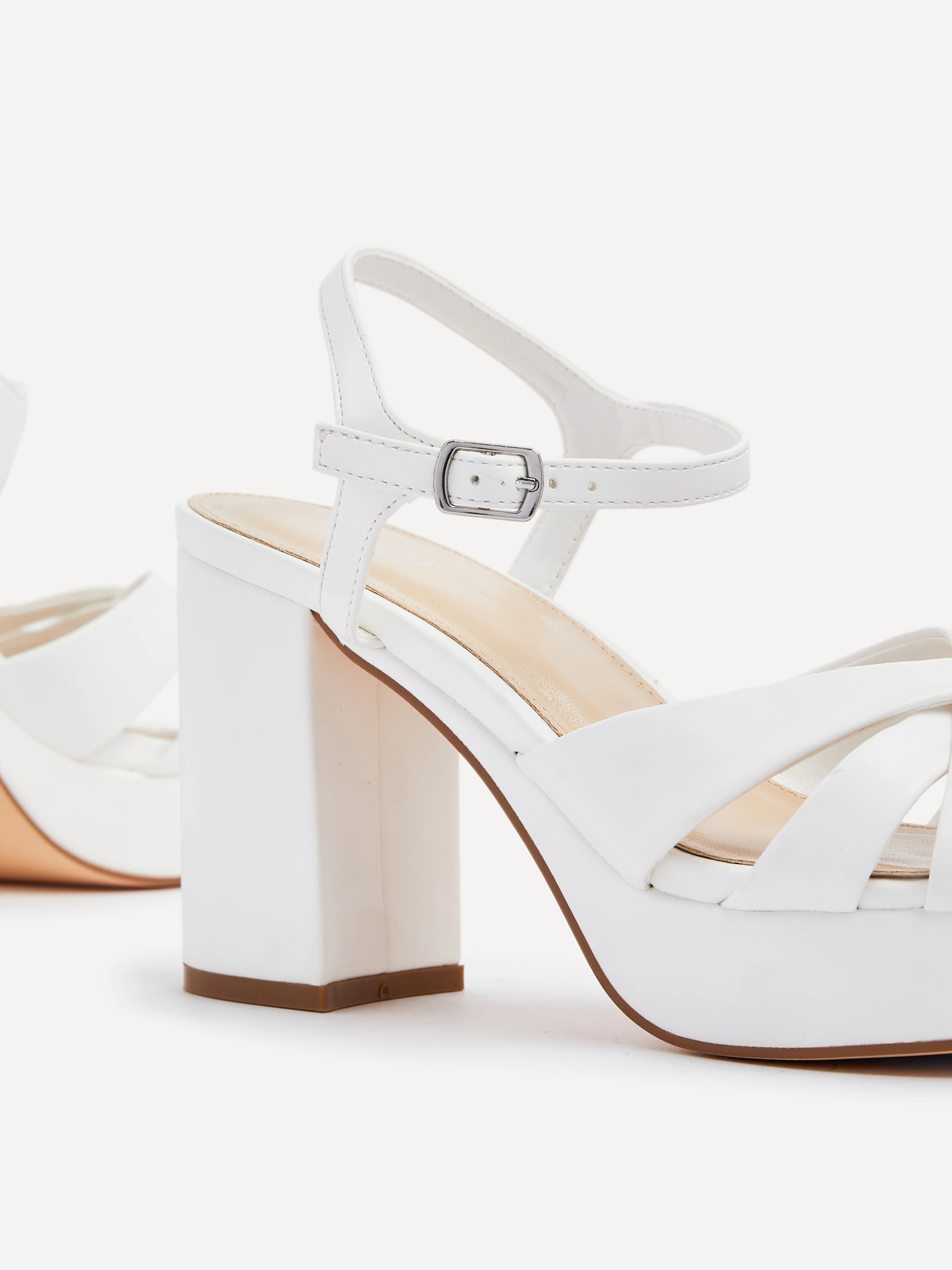Keliah White Faux Leather Platform Heels - Image 4