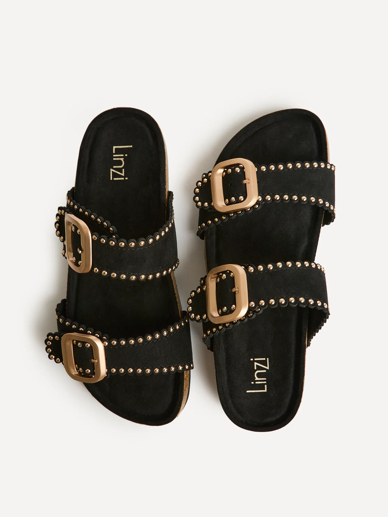 Kelsie Black Double Buckle Sandals - Image 5