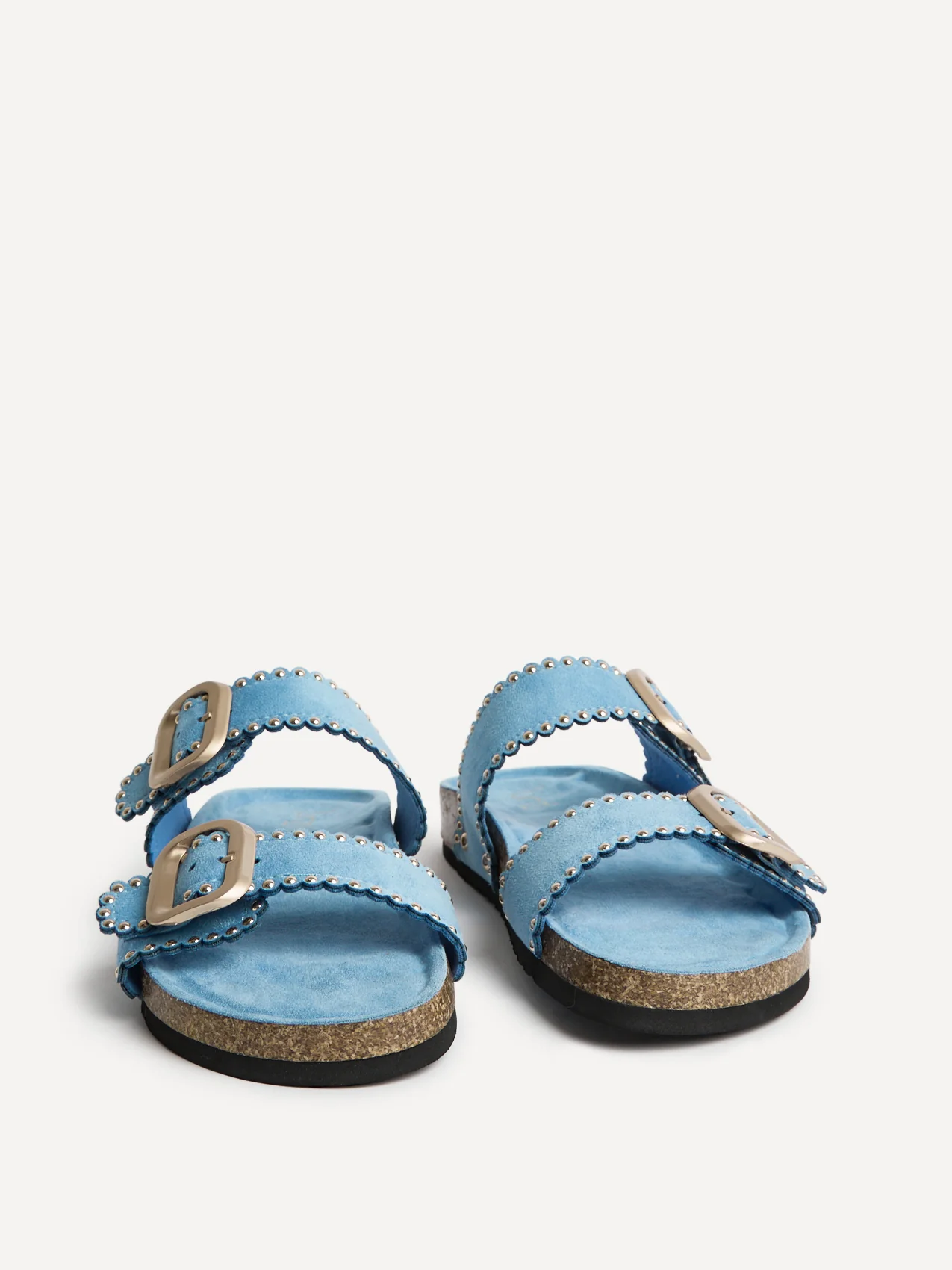 Kelsie Blue Double Buckle Sandals - Image 3