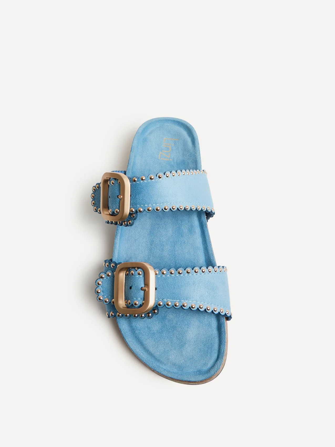 Kelsie Blue Double Buckle Sandals - Image 4