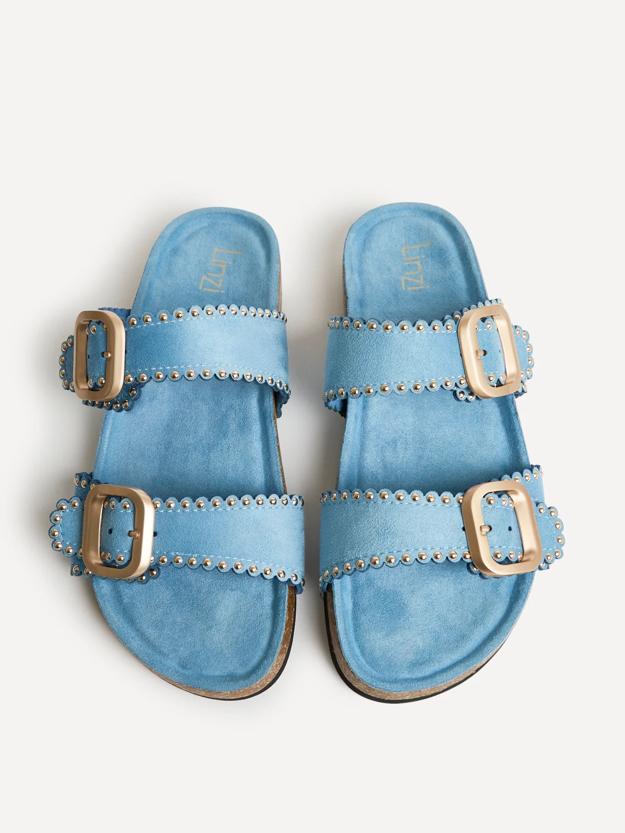 Kelsie Blue Double Buckle Sandals - Image 5