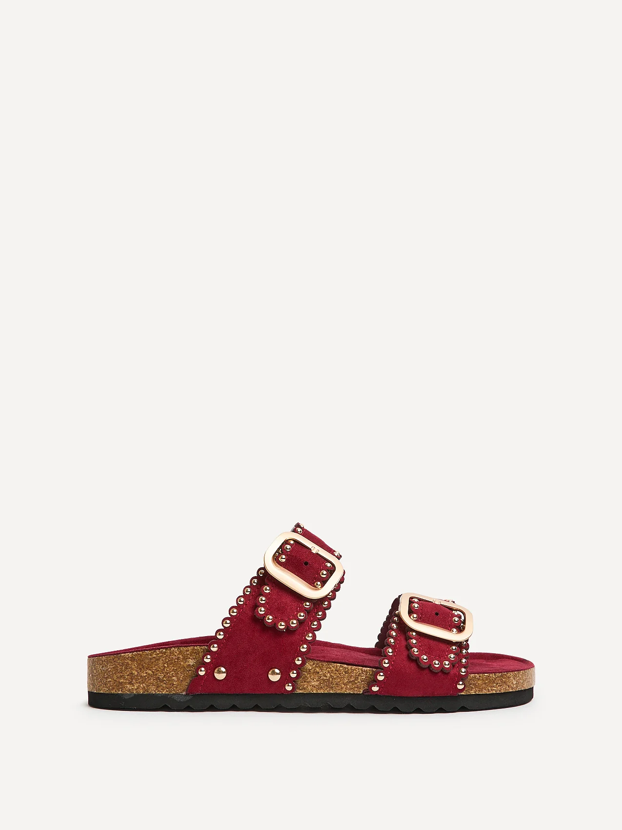 Kelsie Burgundy Double Buckle Sandals - Image 2