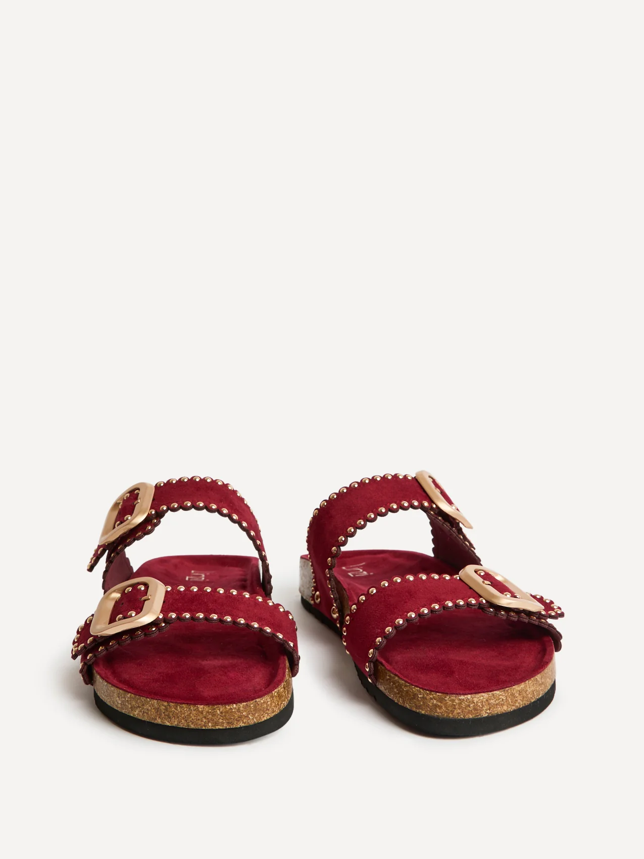 Kelsie Burgundy Double Buckle Sandals - Image 3