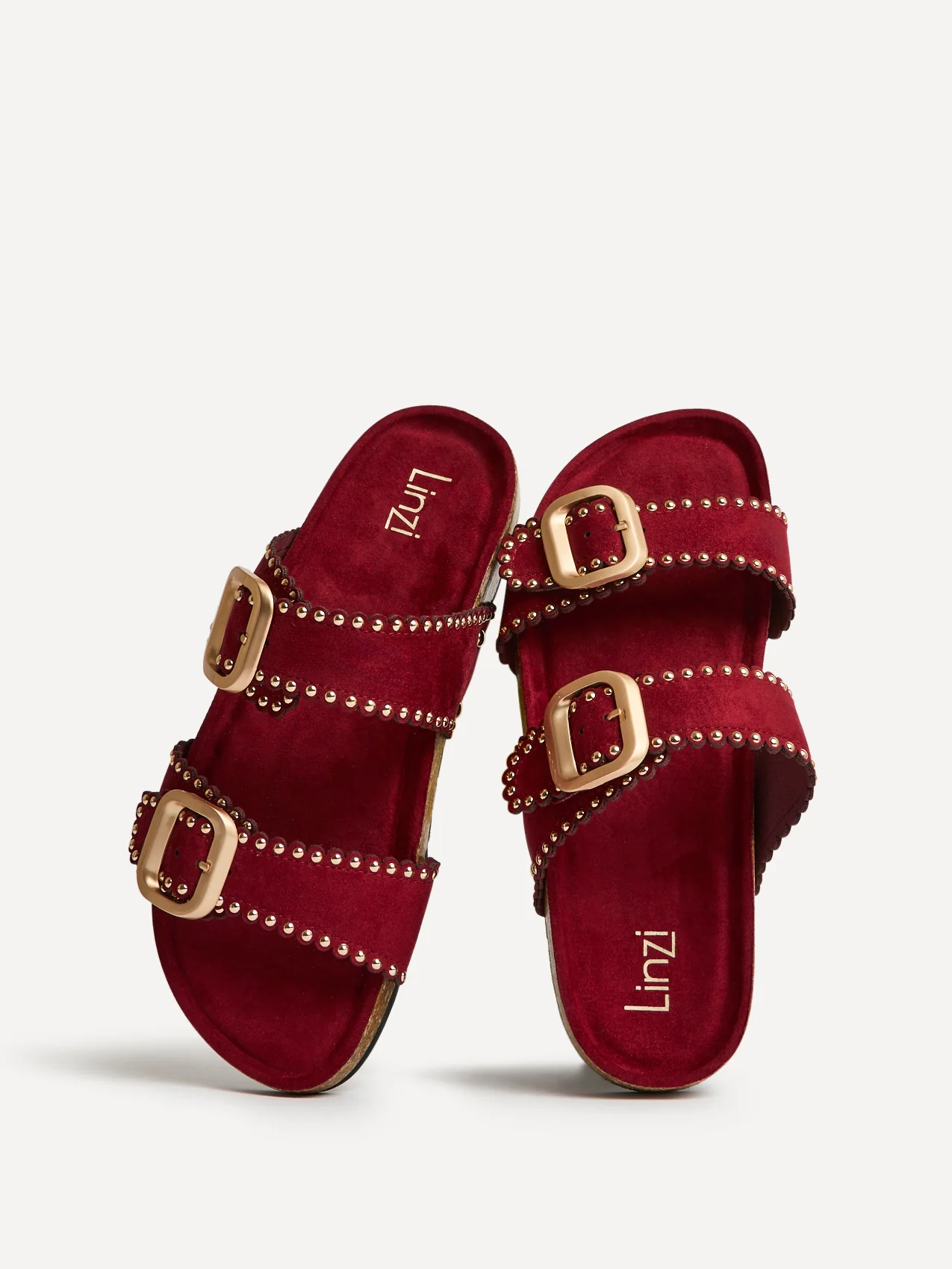 Kelsie Burgundy Double Buckle Sandals - Image 5
