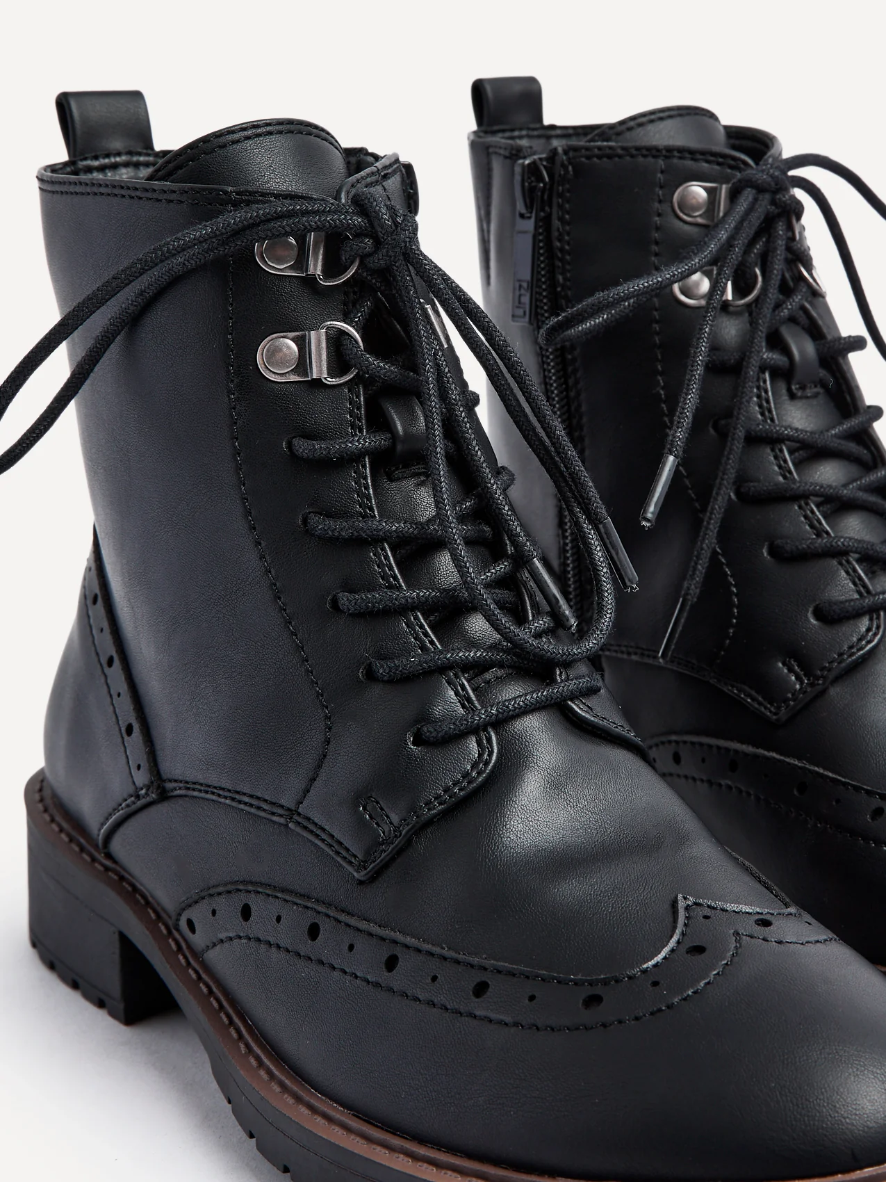 Kinsley Wide Fit Black Lace-Up Military Boots - Image 4