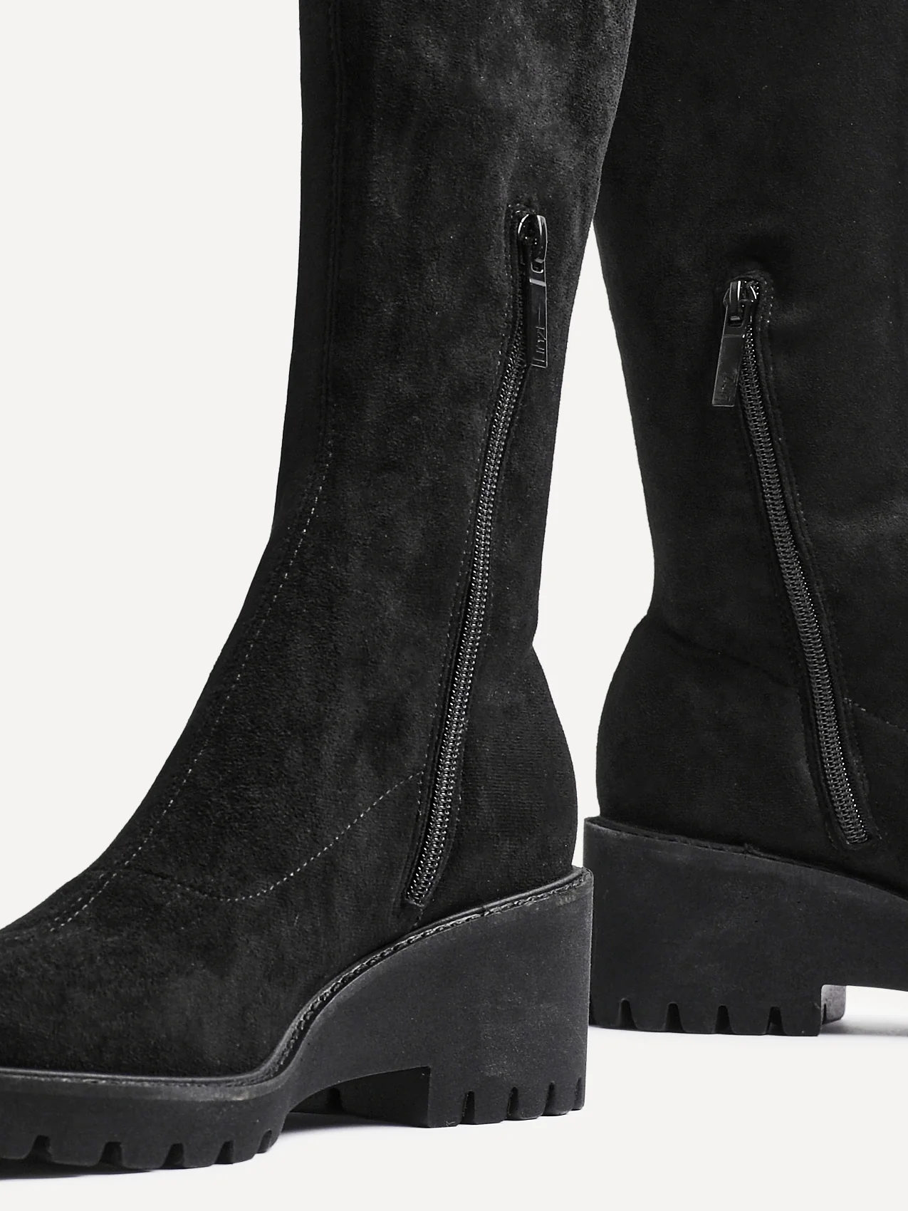 Kortina Black Wedged Long Boots - Image 5