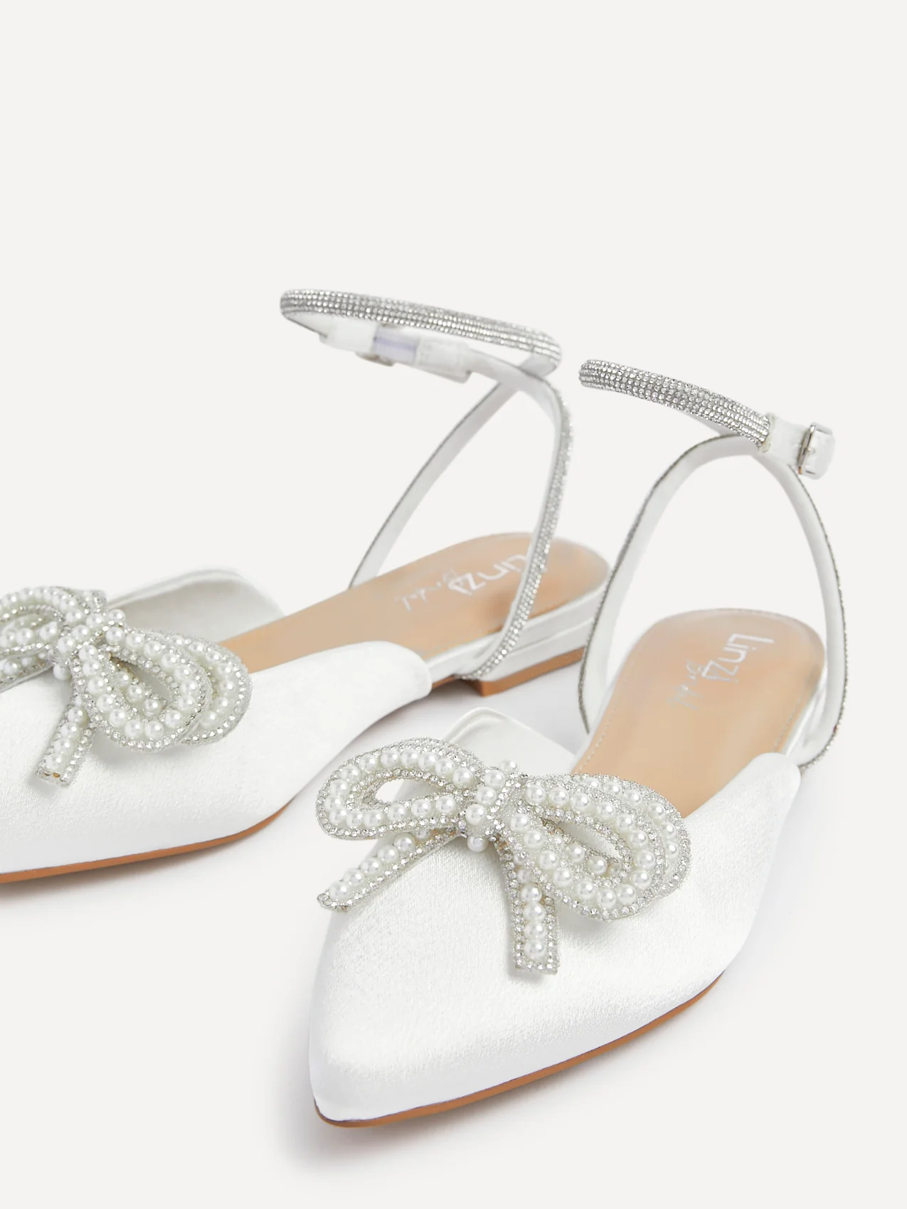 Lalita Bridal Ivory Satin Flat Mules - Image 3