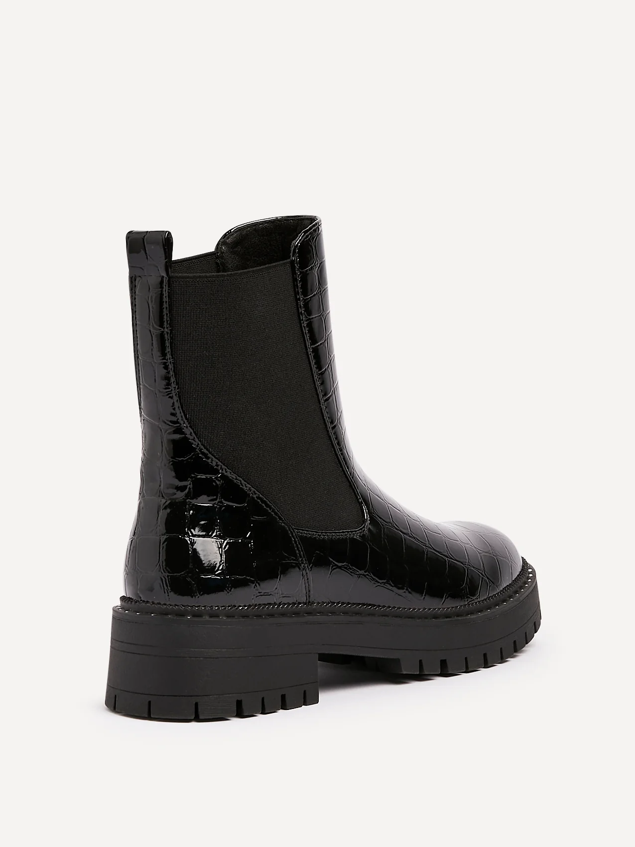 Landon Black Croc Patent Ankle Boots - Image 5