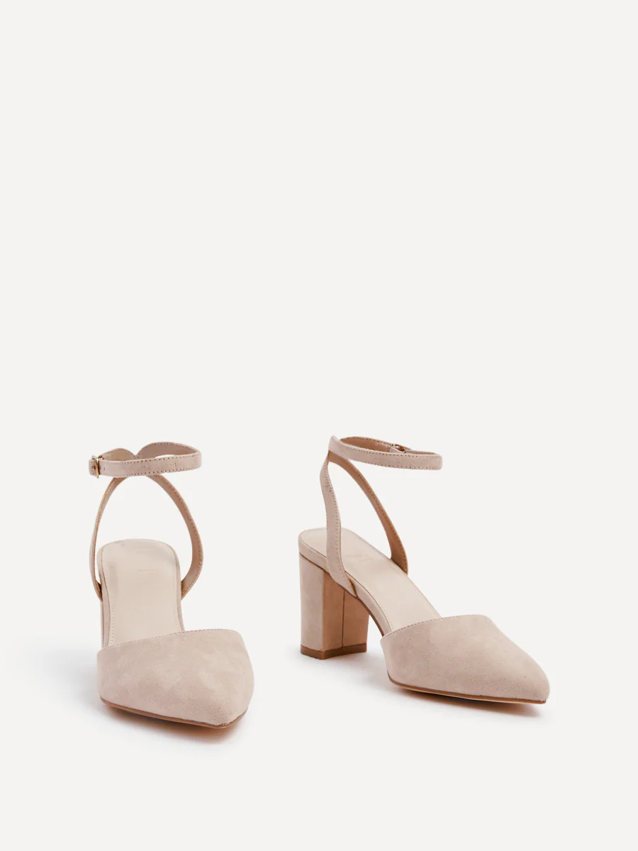 Larsa Wide Fit Nude Faux Suede Court Heels - Image 3