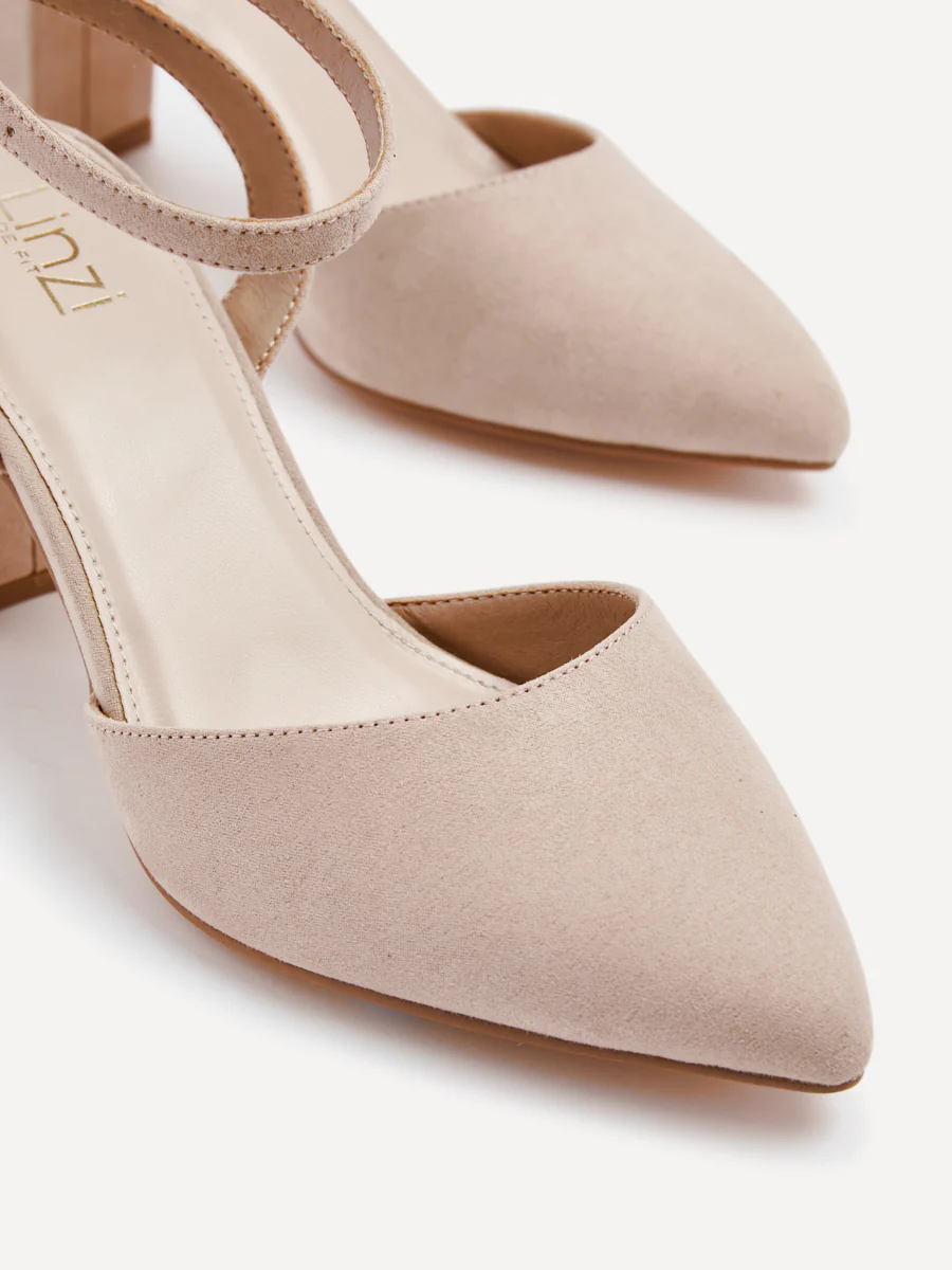 Larsa Wide Fit Nude Faux Suede Court Heels - Image 4