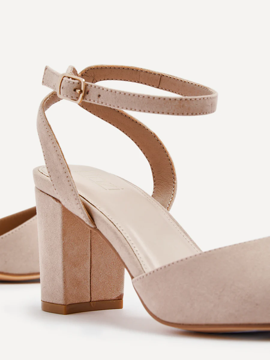 Larsa Wide Fit Nude Faux Suede Court Heels - Image 5