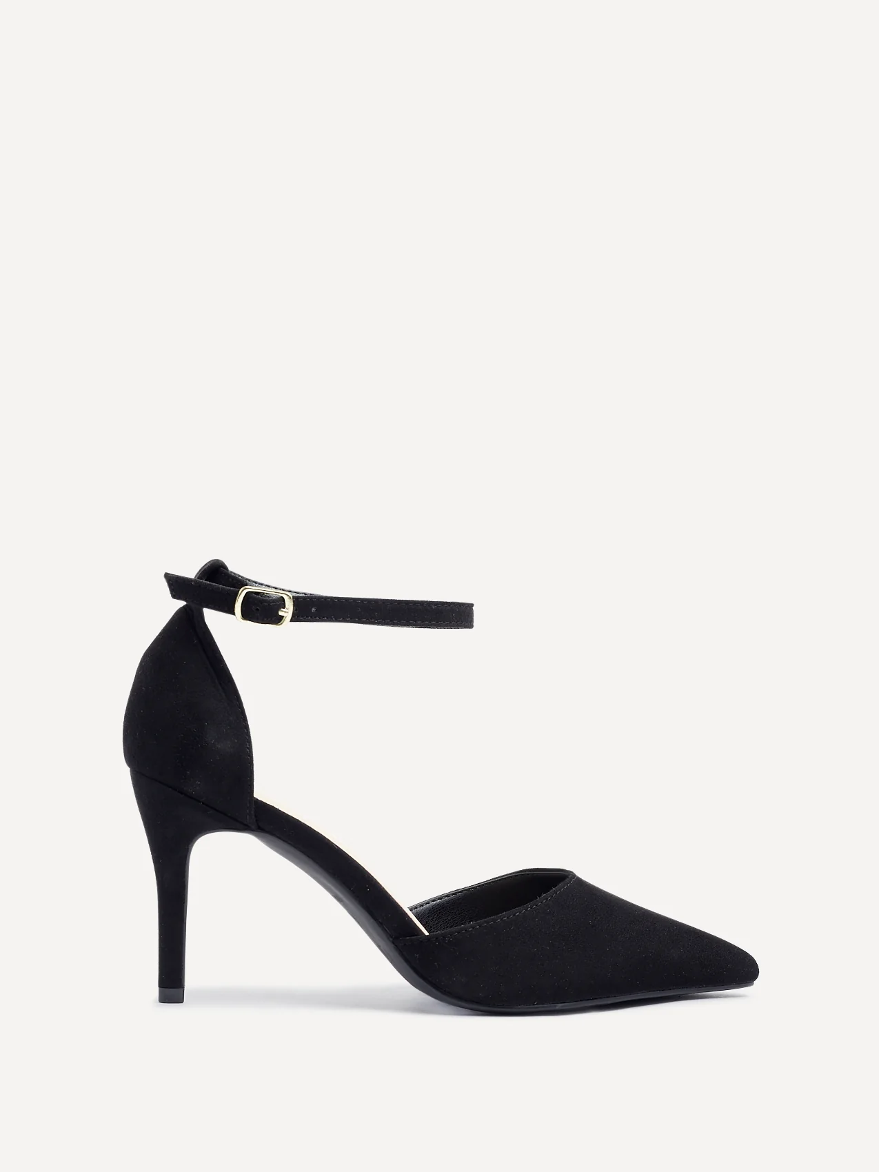 Lavora Wide Fit Black Faux Suede Court Heels - Image 2