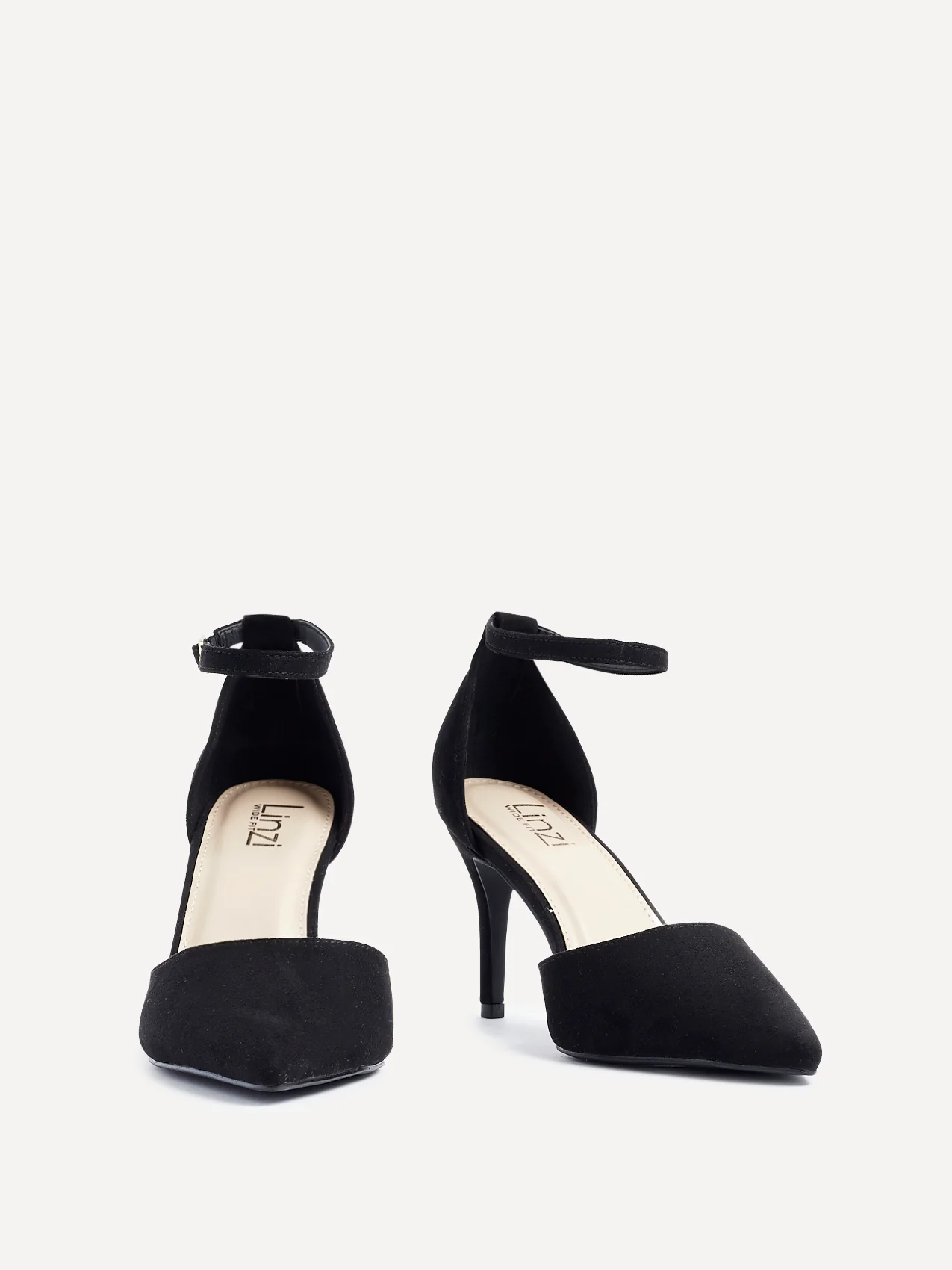 Lavora Wide Fit Black Faux Suede Court Heels - Image 3