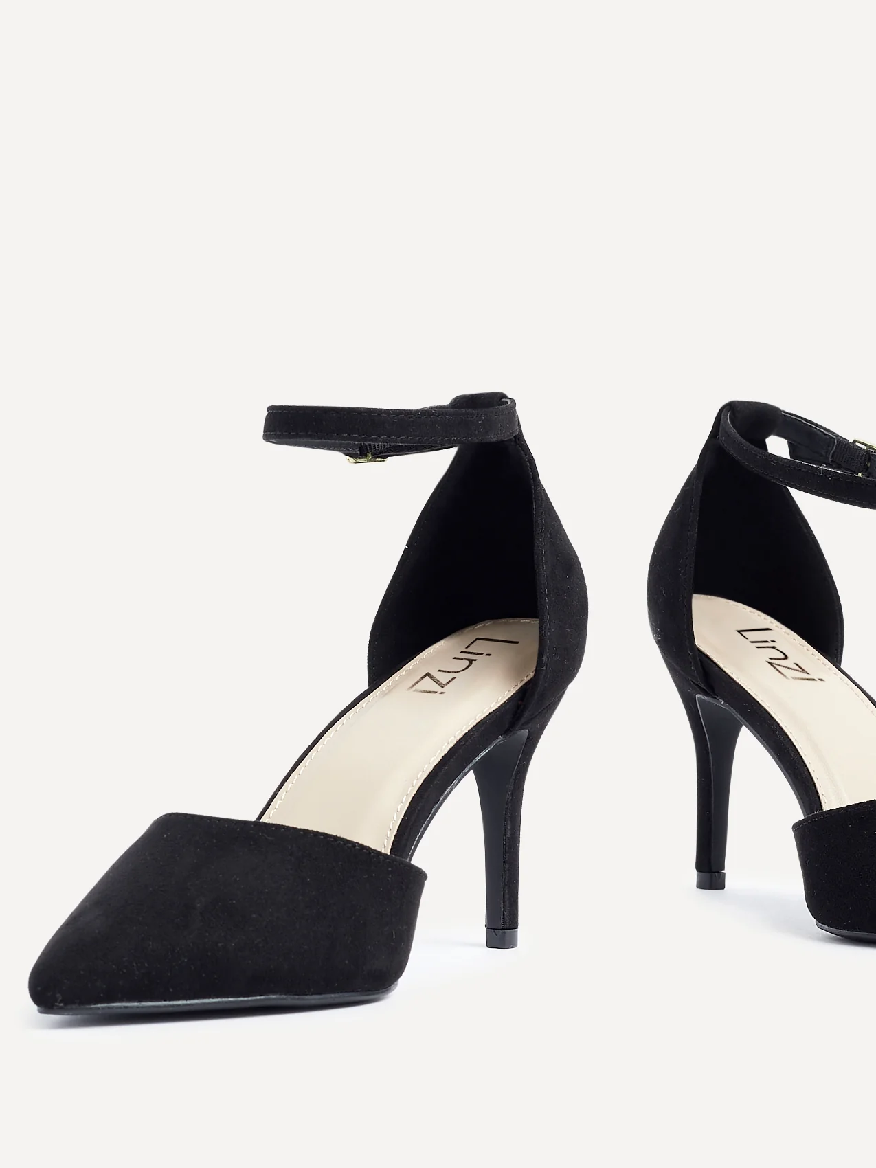 Lavora Wide Fit Black Faux Suede Court Heels - Image 4