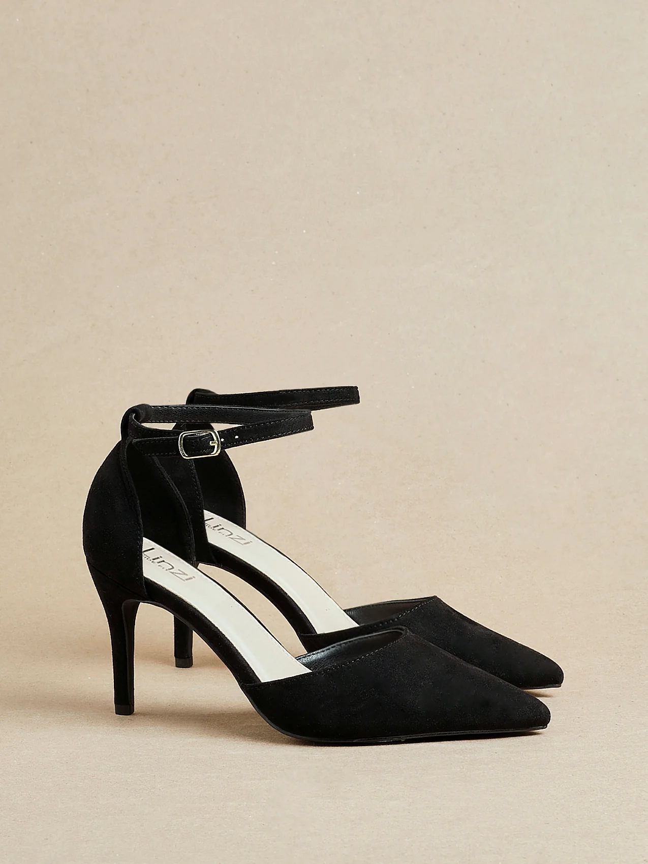 Lavora Wide Fit Black Faux Suede Court Heels - Image 6