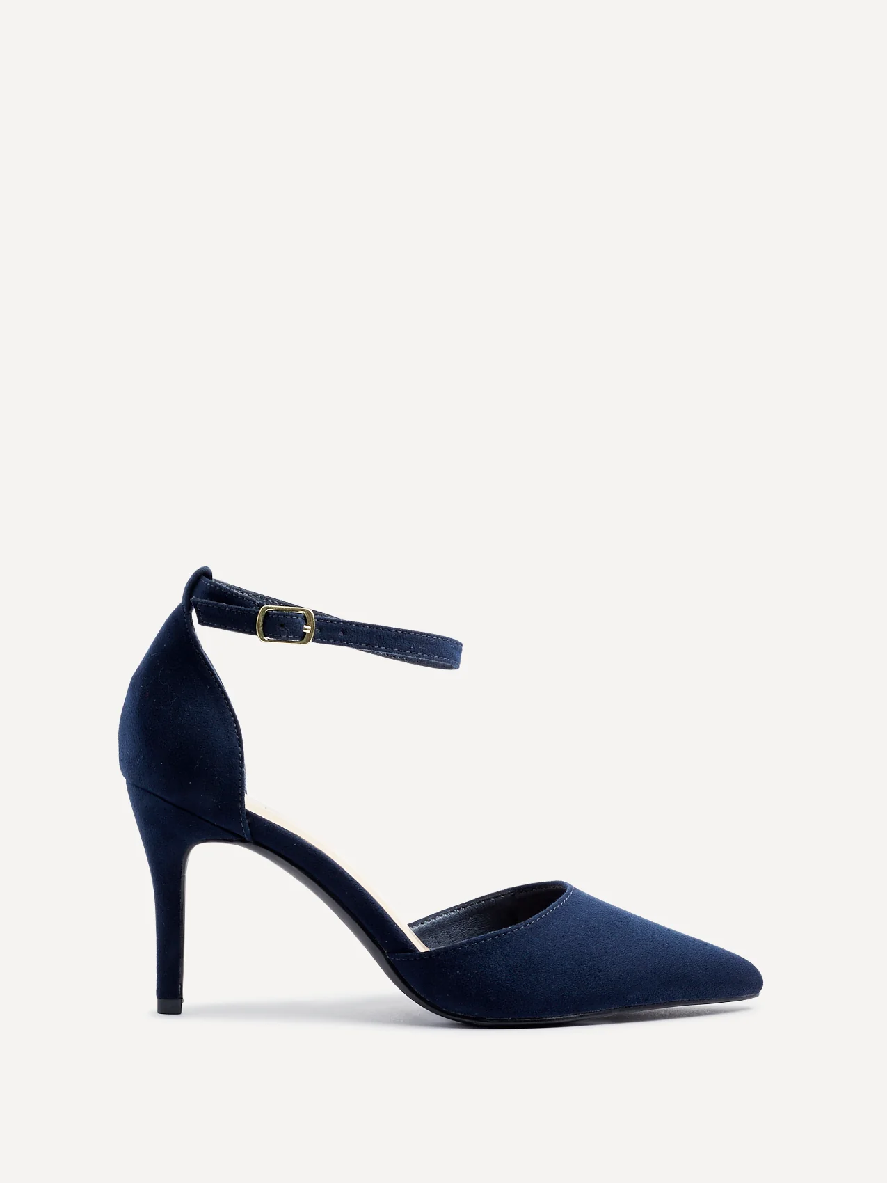 Lavora Wide Fit Navy Faux Suede Court Heels - Image 2