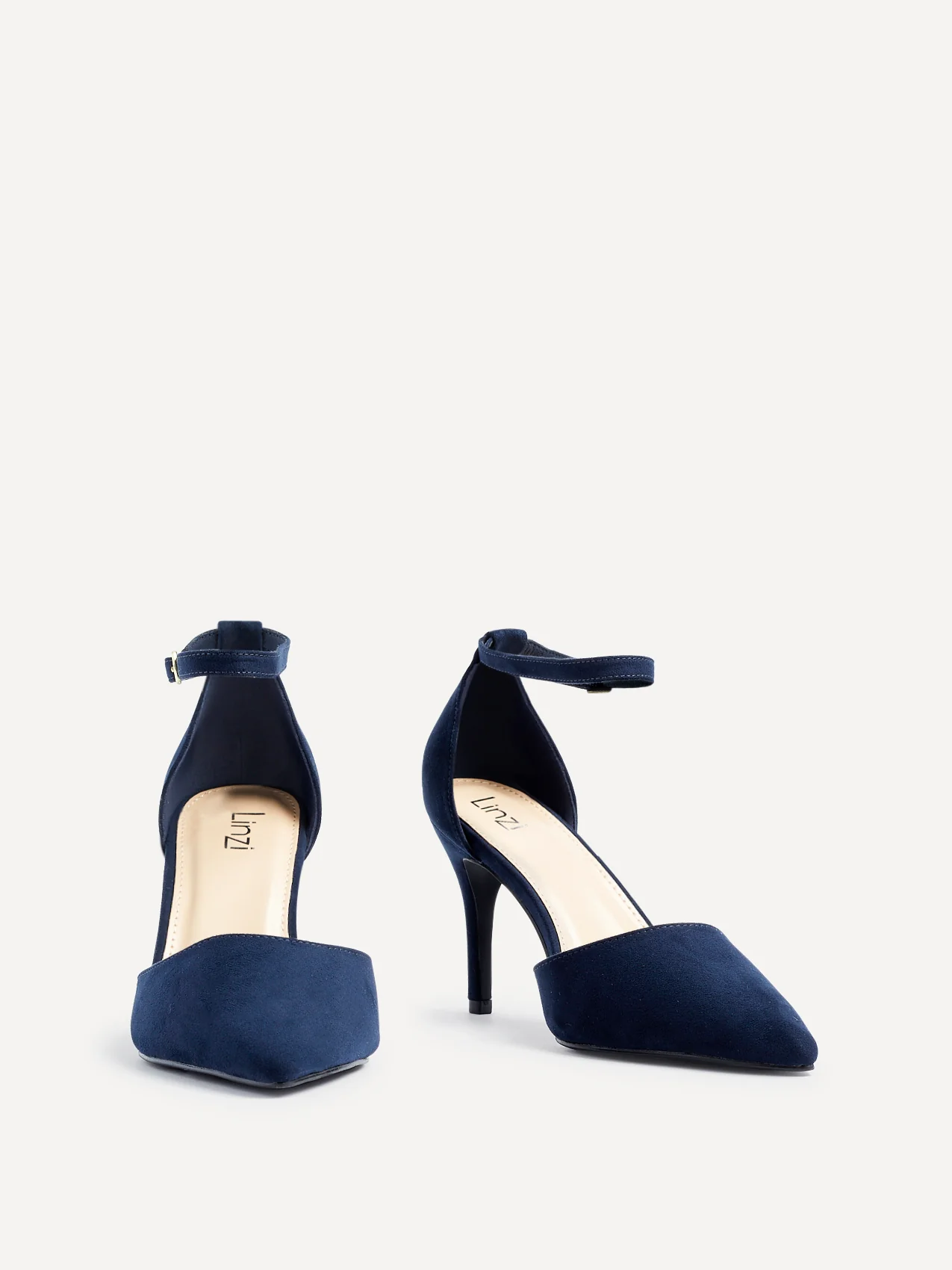 Lavora Wide Fit Navy Faux Suede Court Heels - Image 3