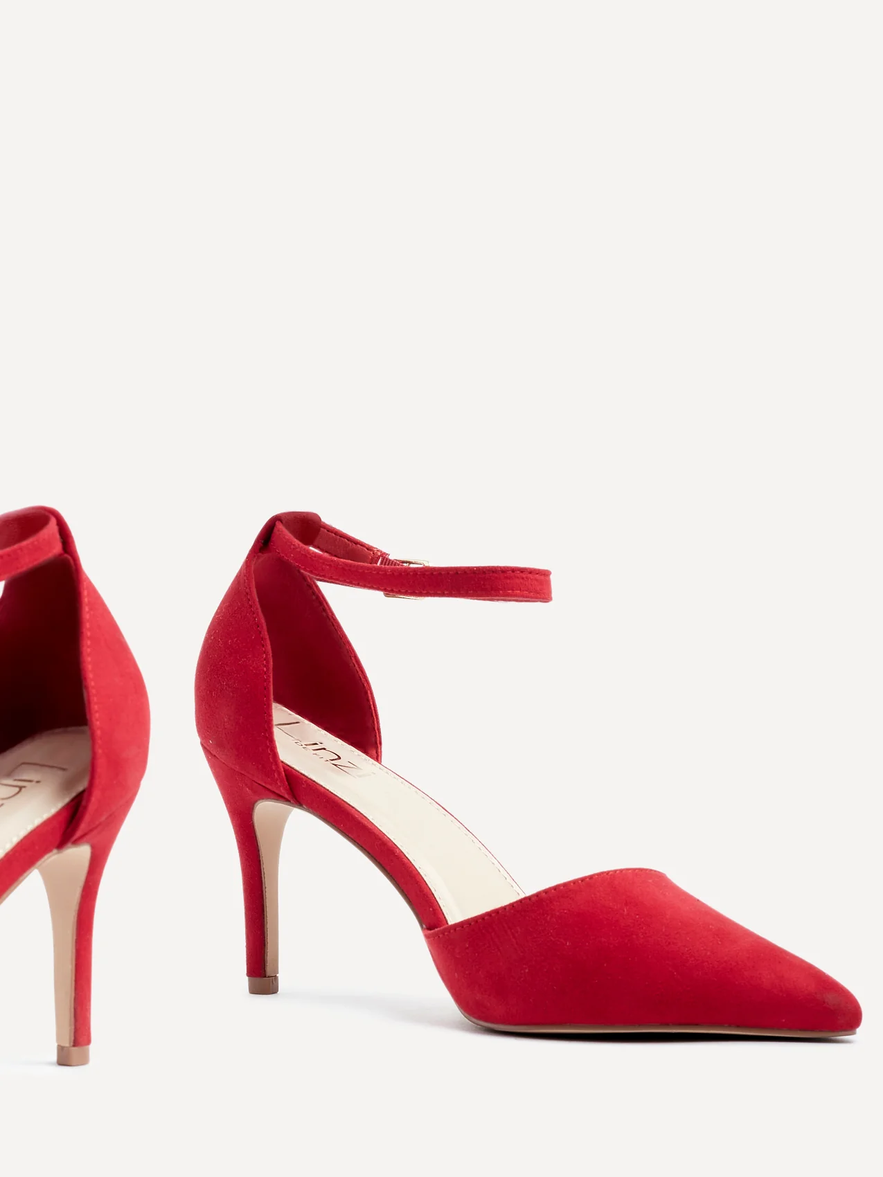 Lavora Wide Fit Red Faux Suede Court Heels - Image 3