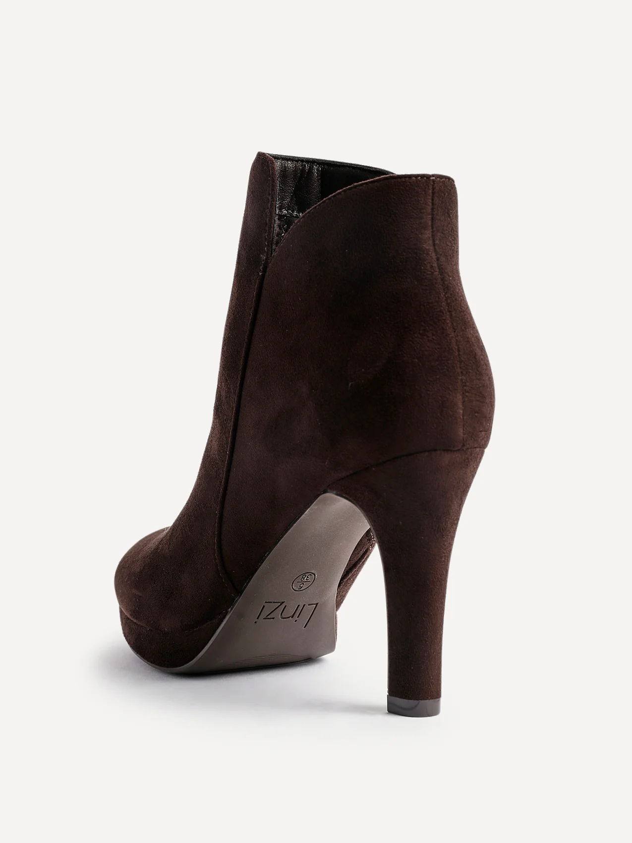 Layara Brown Faux Suede Platform Ankle Boots - Image 4