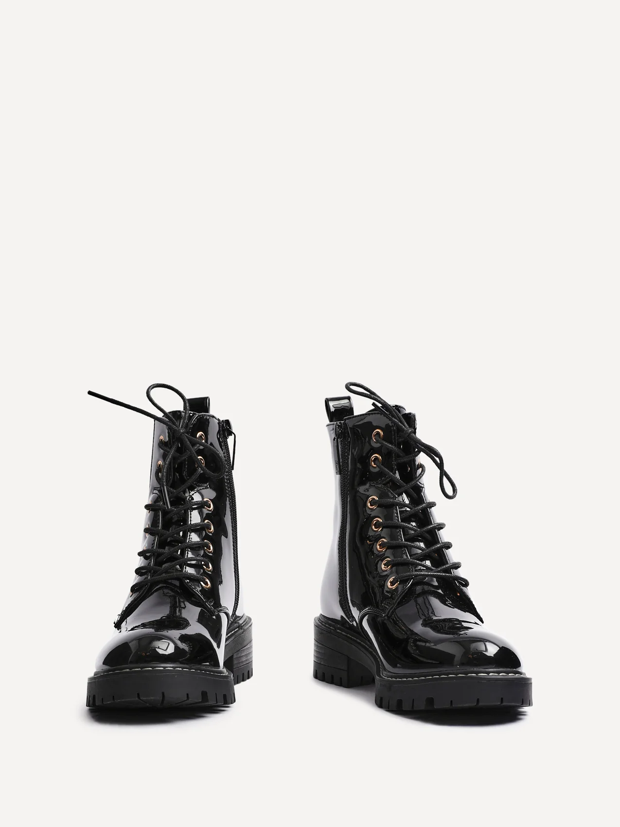 Layna Black Patent Military Boots - Image 3