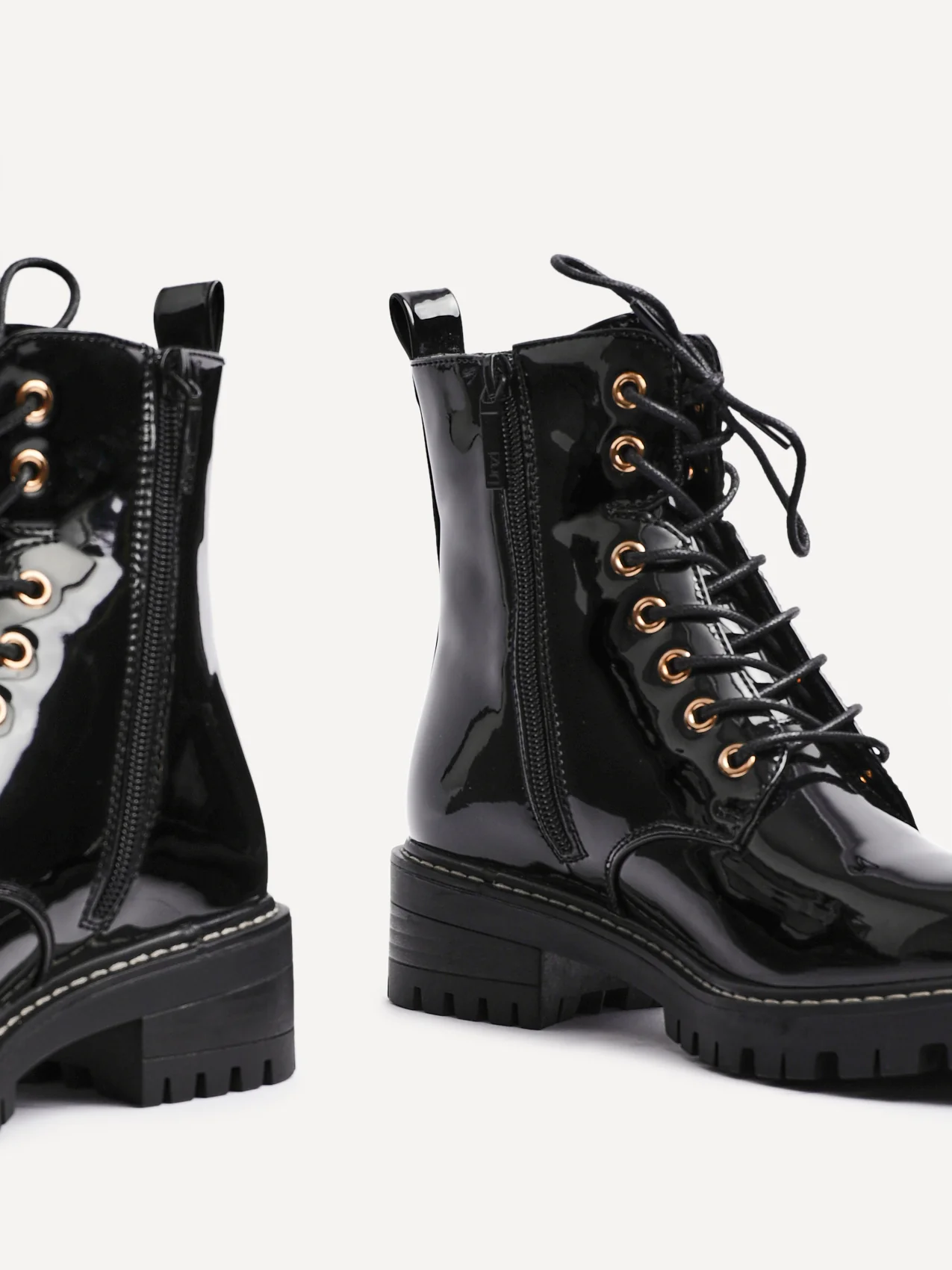 Layna Black Patent Military Boots - Image 5