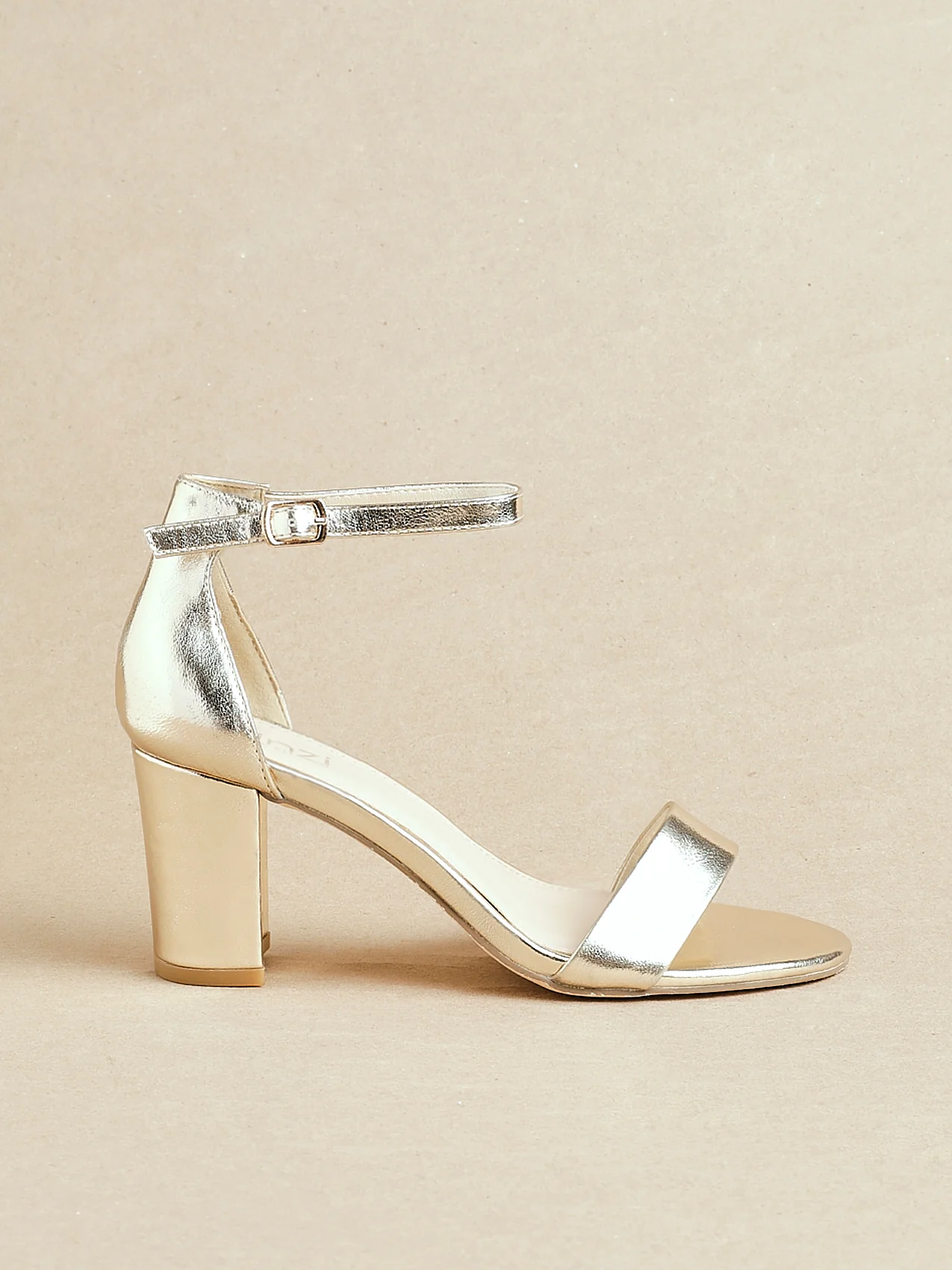 Legacy Wide Fit Gold Faux Leather Block Heels