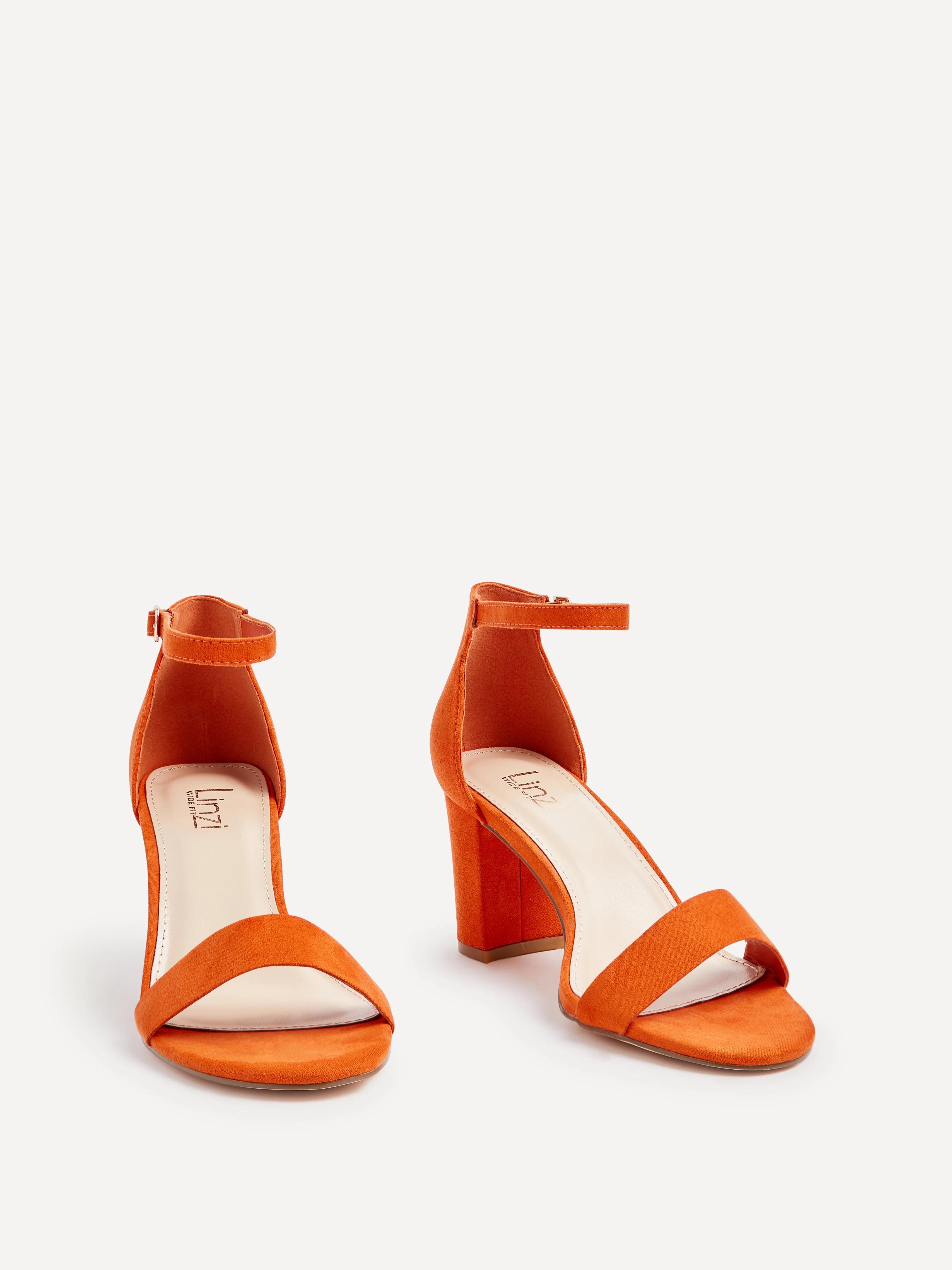 Legacy Wide Fit Orange Faux Suede Block Heels - Image 2