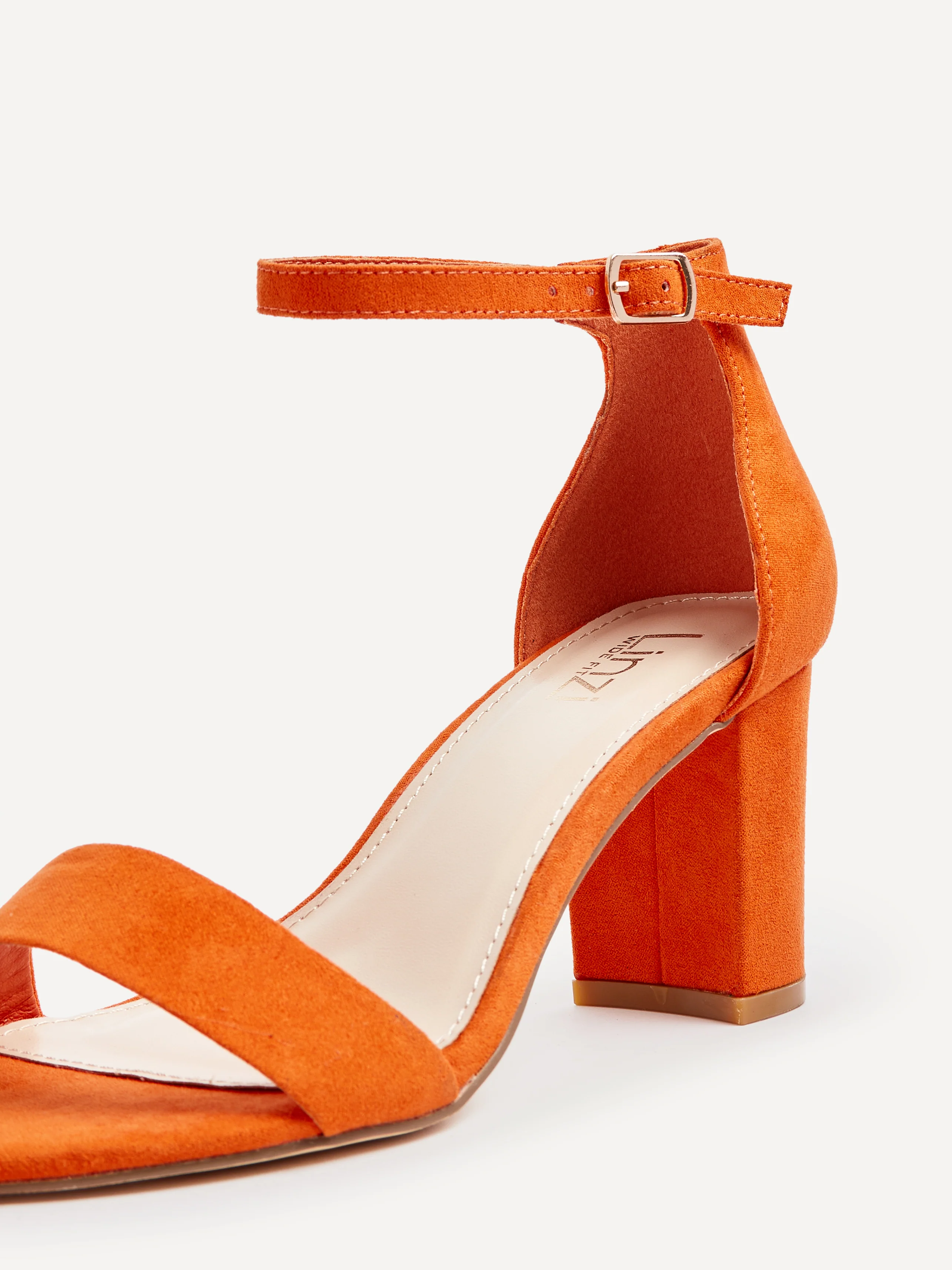 Legacy Wide Fit Orange Faux Suede Block Heels - Image 3