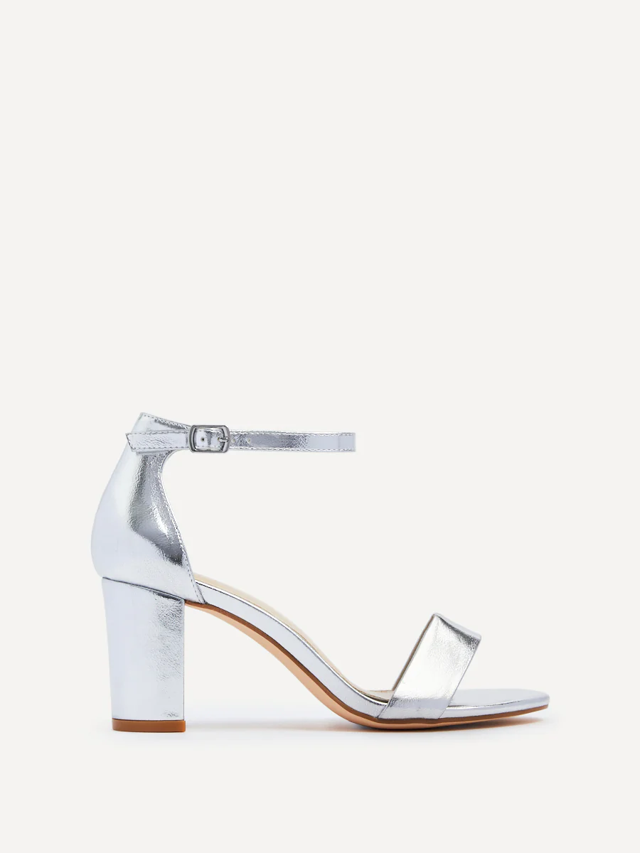 Legacy Wide Fit Silver Faux Leather Block Heels - Image 2
