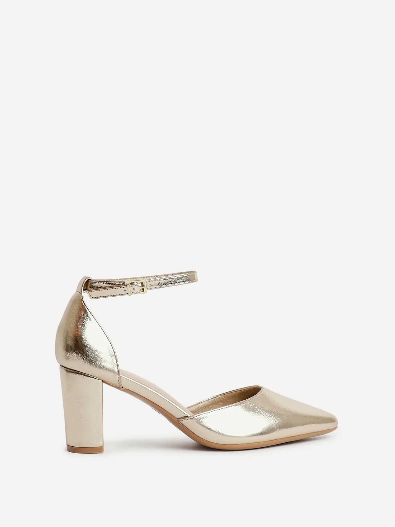Leona Gold Faux Leather Court Heels - Image 2
