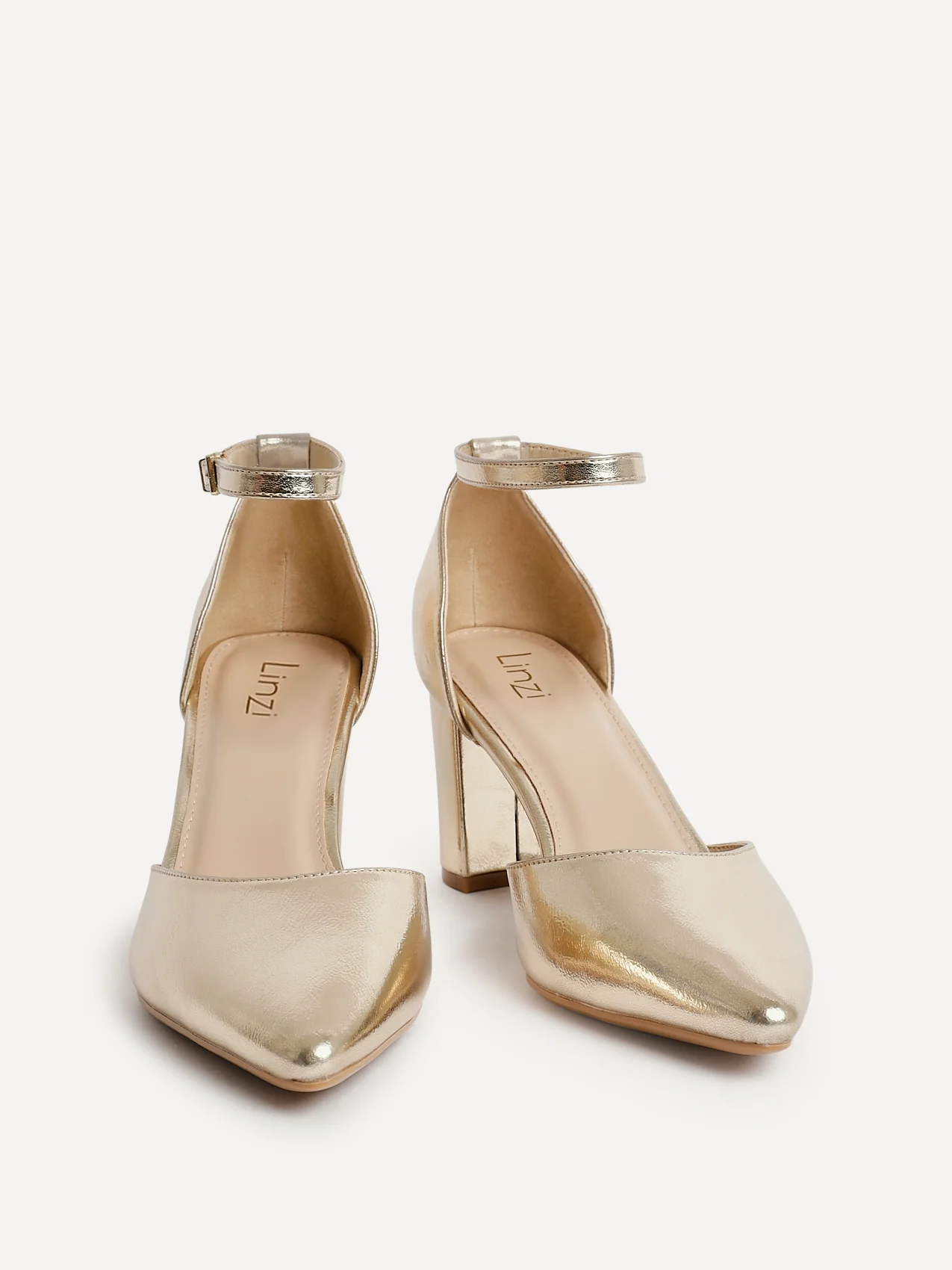Leona Gold Faux Leather Court Heels - Image 3