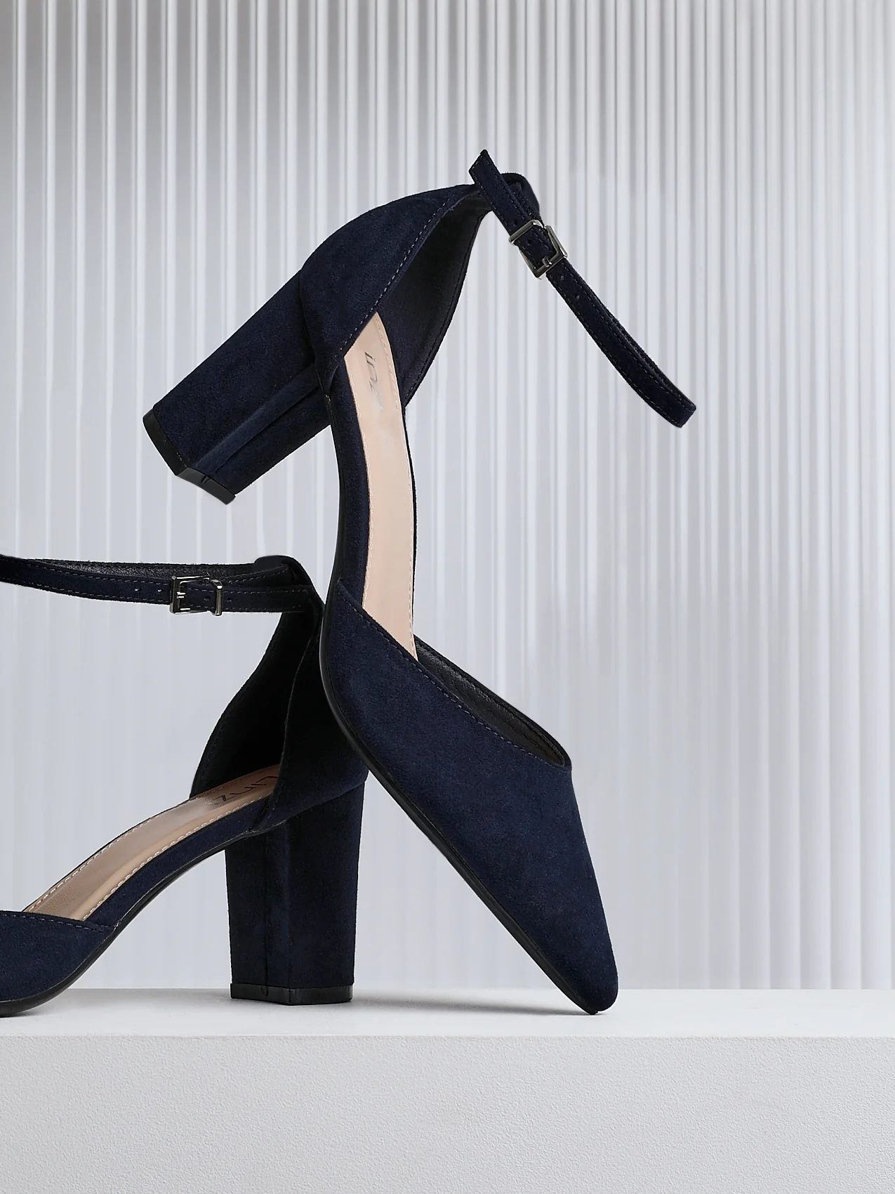 Leona Navy Faux Suede Court Heels