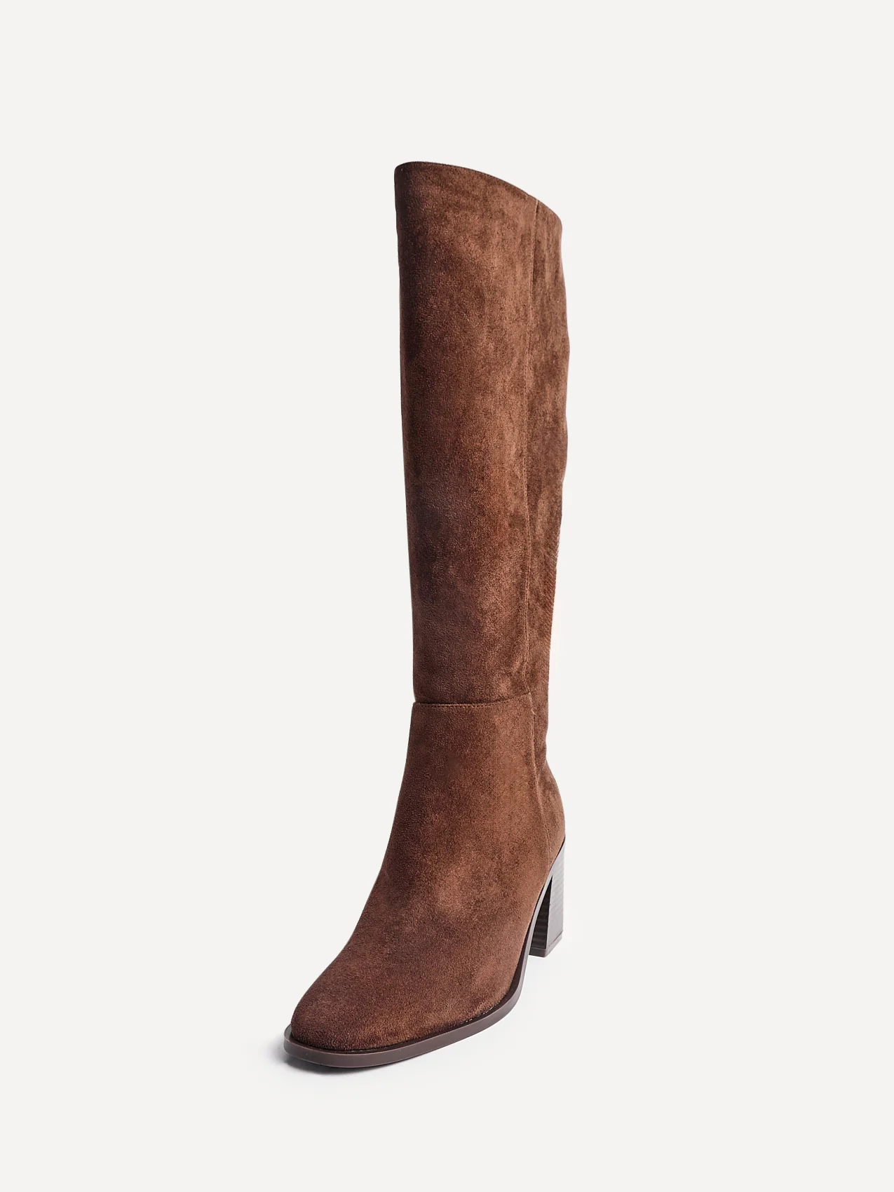 Levine Brown Block Heeled Long Boots - Image 5