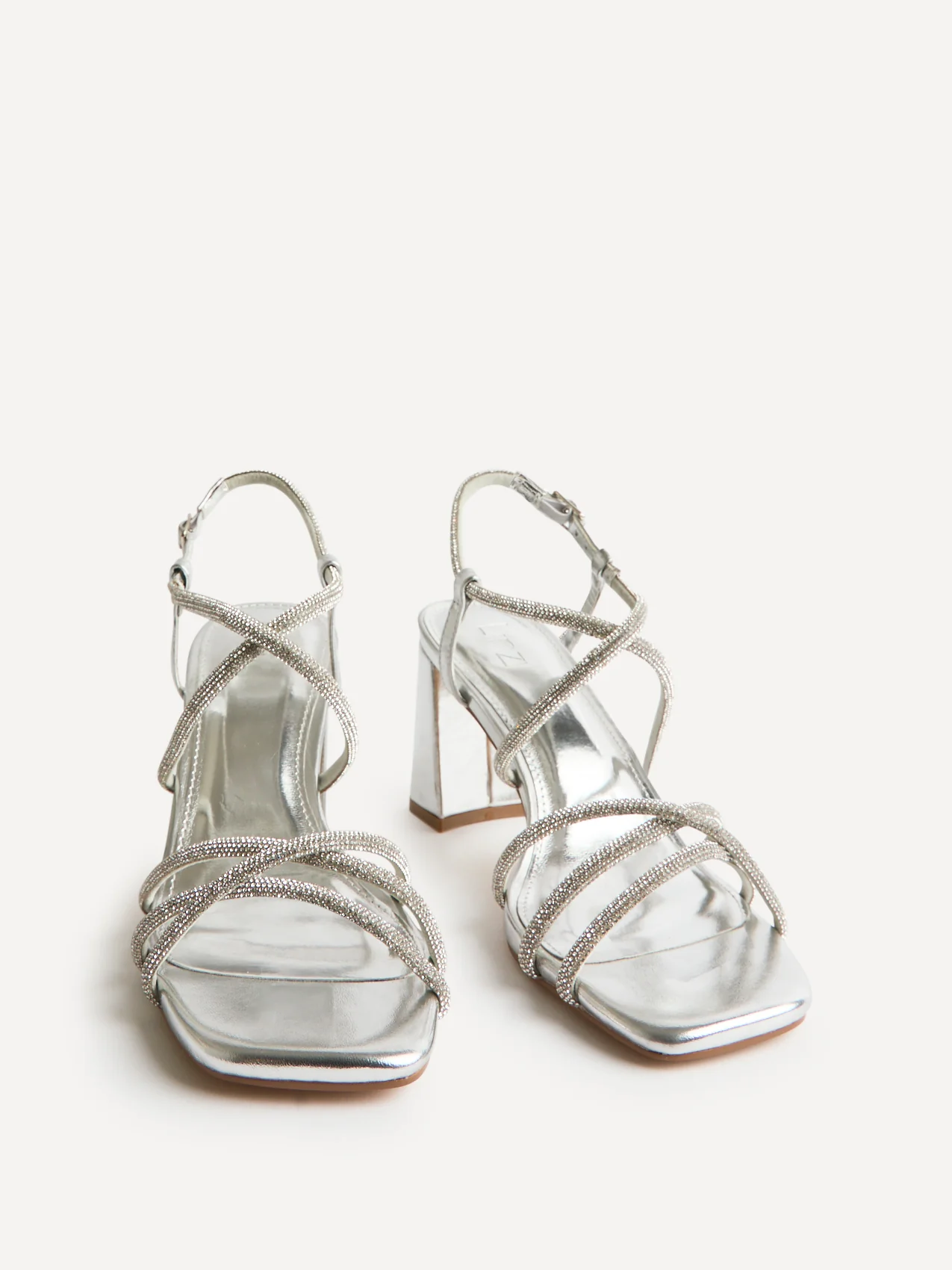 Leyla Silver Diamante Heeled Sandals - Image 3
