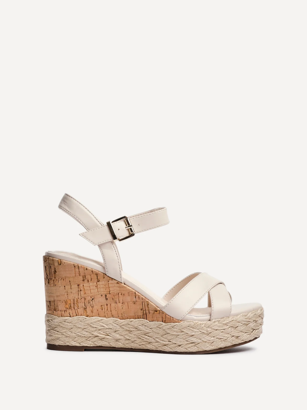 Lilia Nude Crossover Cork Wedges - Image 2