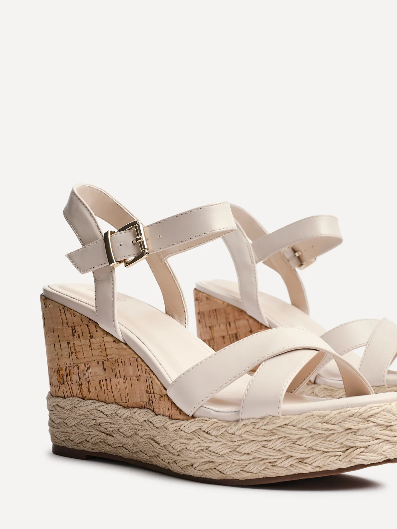 Lilia Nude Crossover Cork Wedges - Image 4