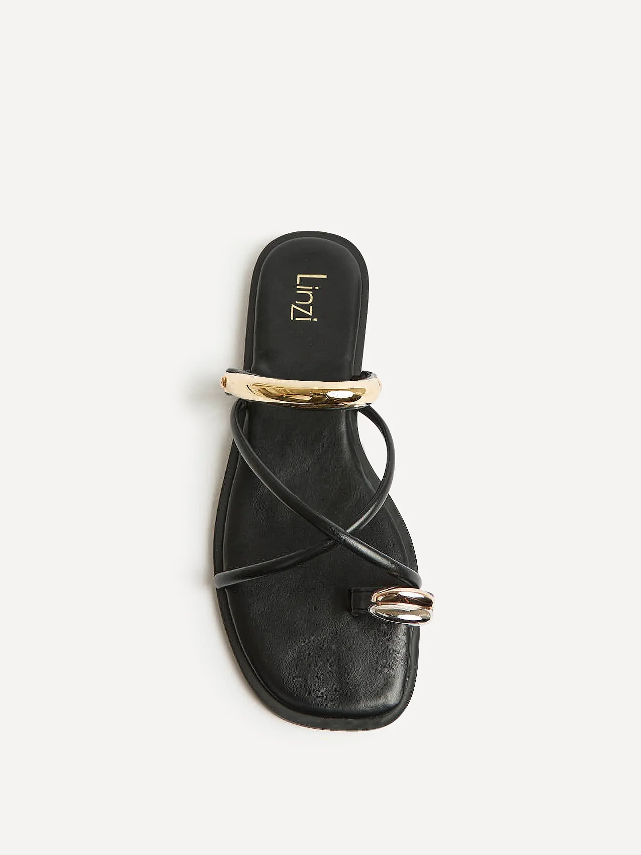 Lillie Black Toe Ring Flat Sandals - Image 4