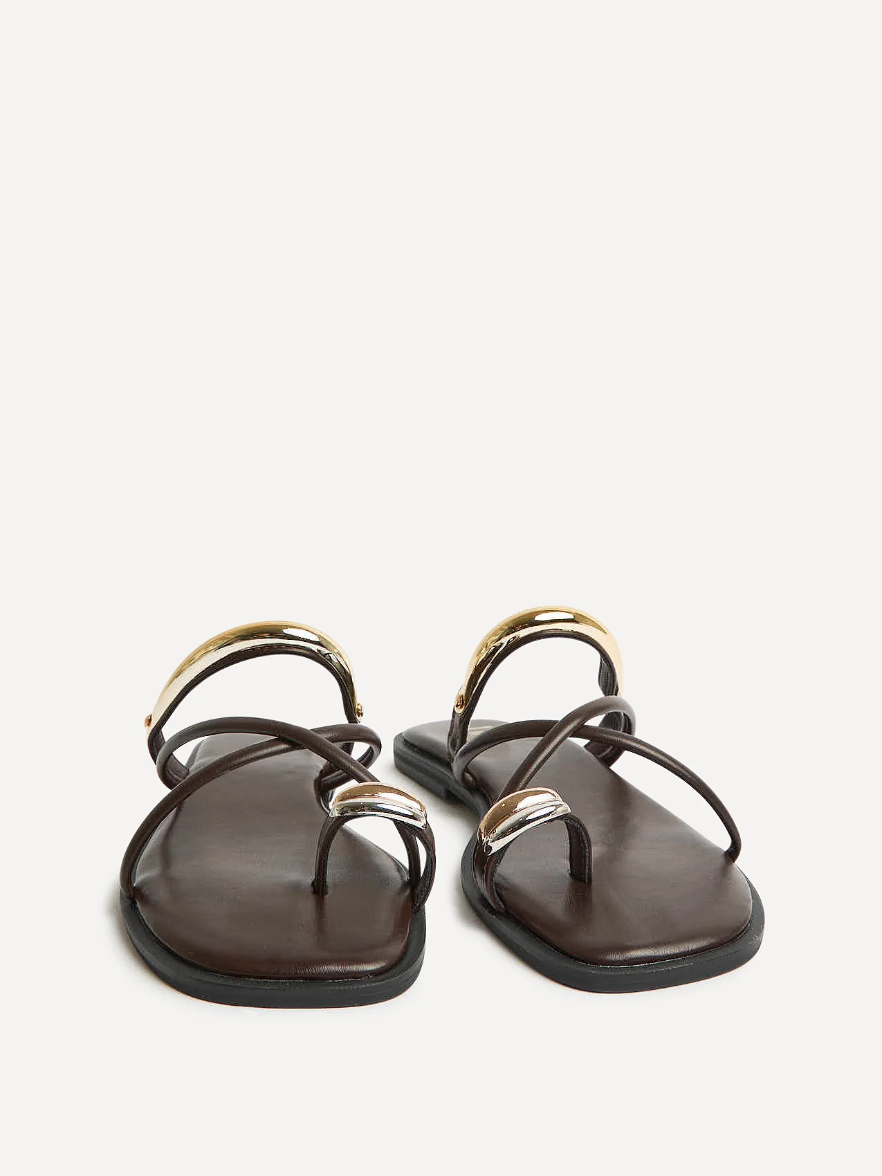 Lillie Brown Toe Ring Flat Sandals - Image 3