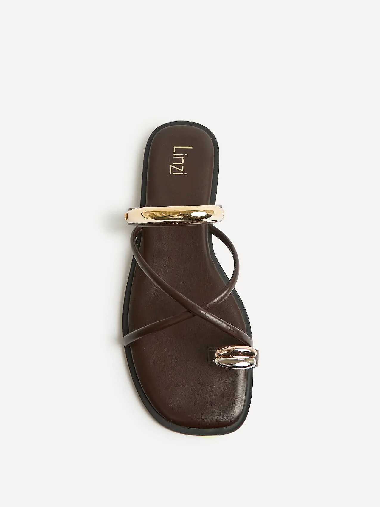 Lillie Brown Toe Ring Flat Sandals - Image 4