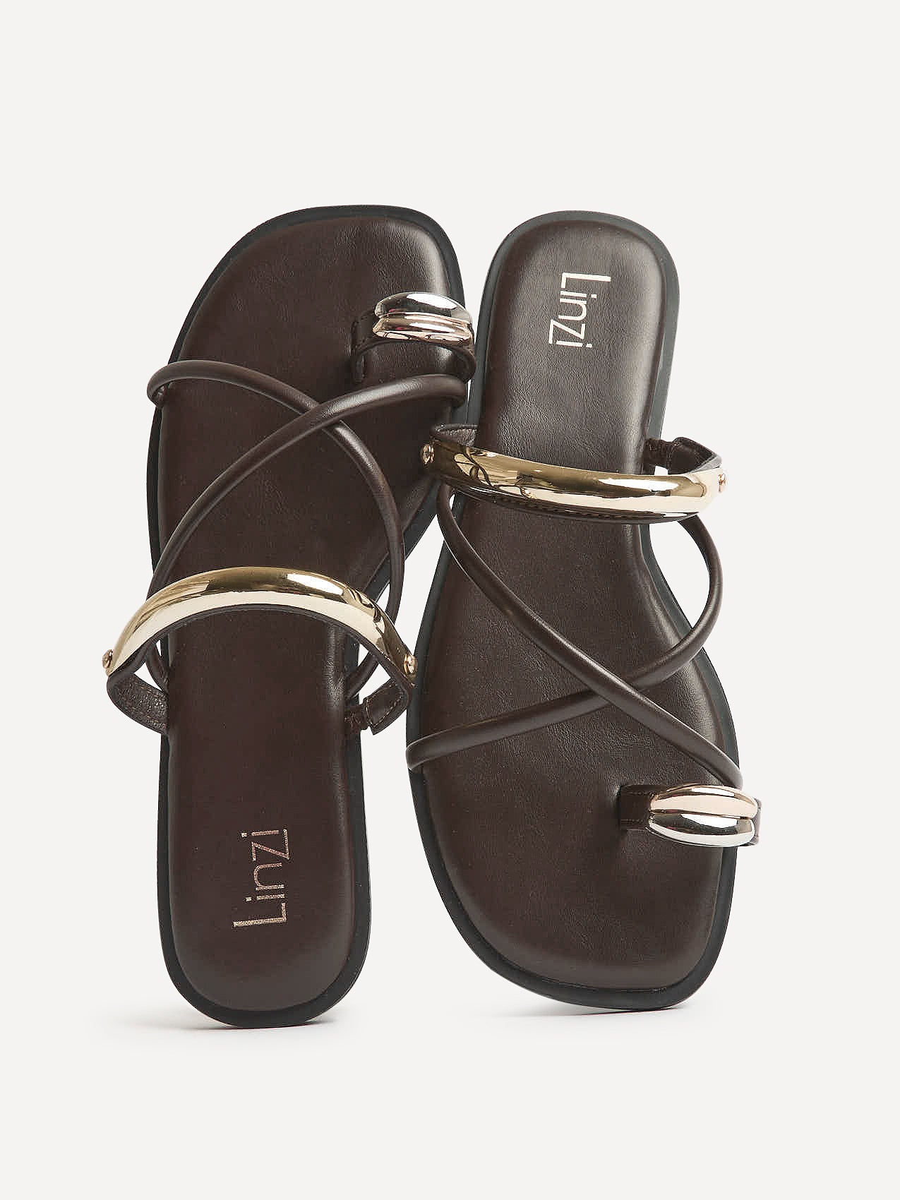 Lillie Brown Toe Ring Flat Sandals - Image 5