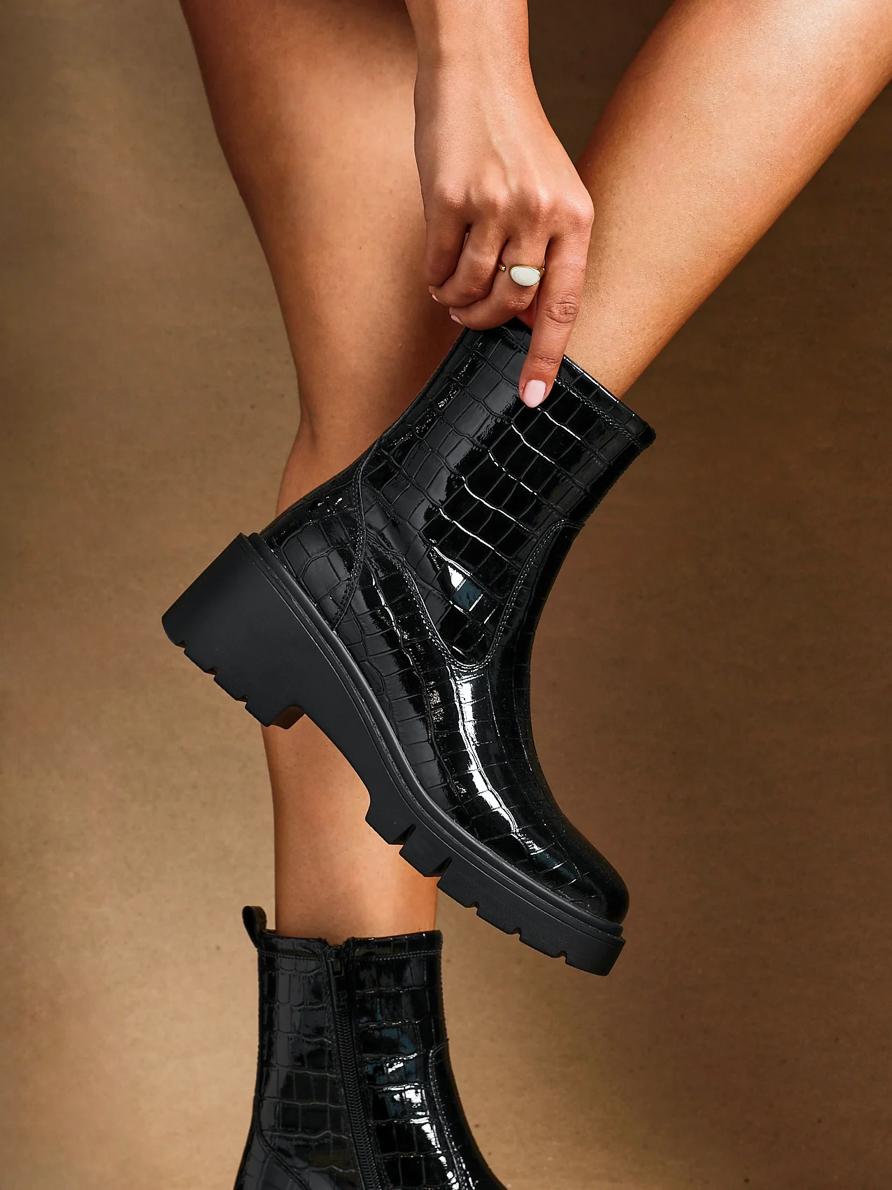 Limited Black Croc Ankle Boots - Image 6