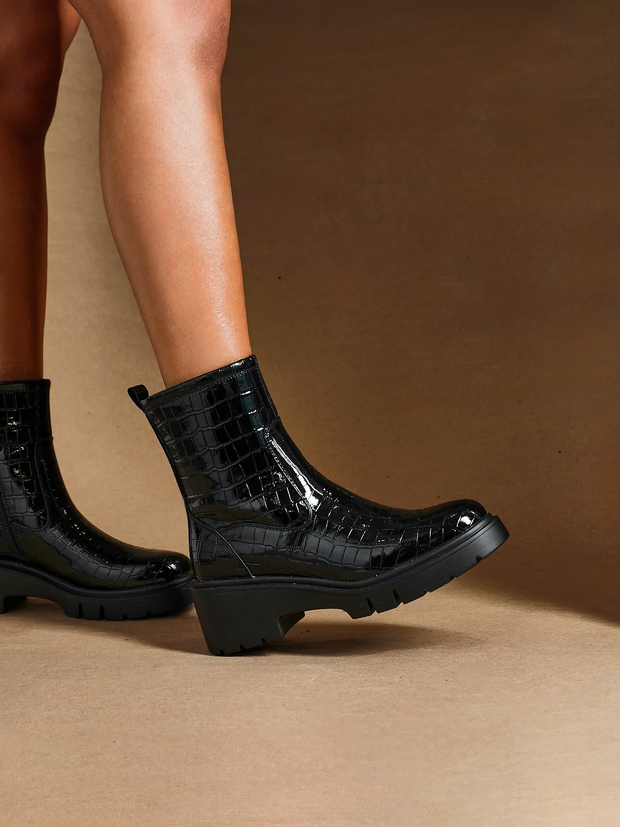 Limited Black Croc Ankle Boots - Image 7