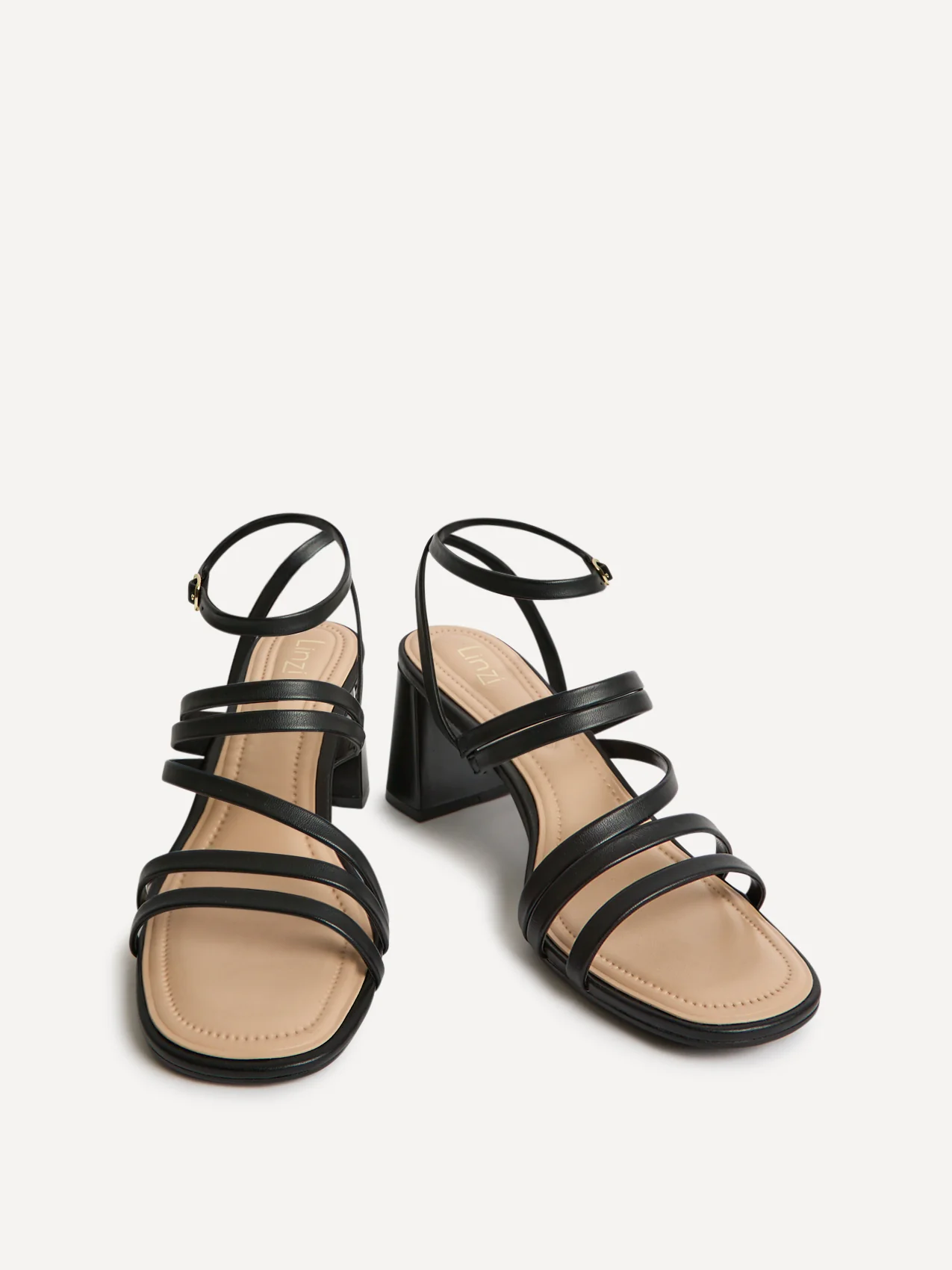 Liora Black Faux Leather Heeled Sandals - Image 3