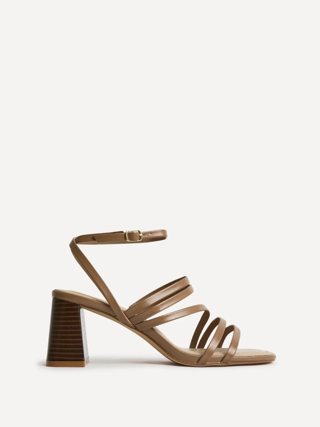 Liora Taupe Faux Leather Heeled Sandals - Image 2