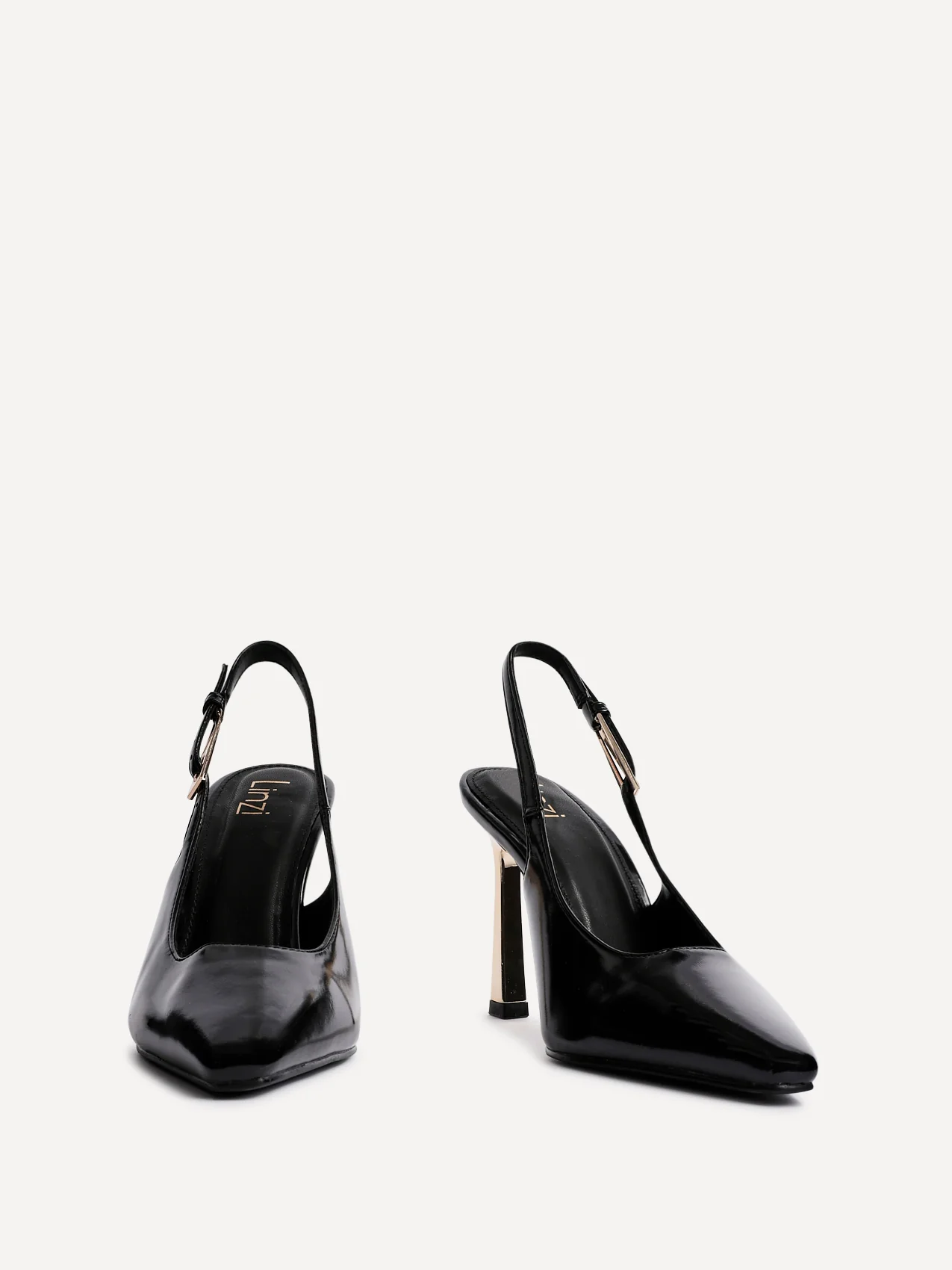 Lizzie Black Stiletto Court Heels - Image 3