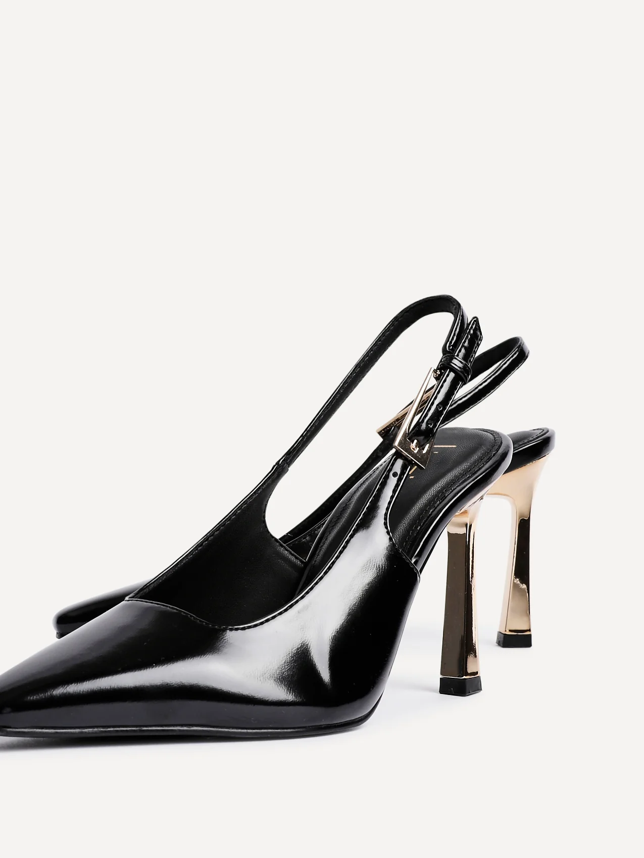 Lizzie Black Stiletto Court Heels - Image 4