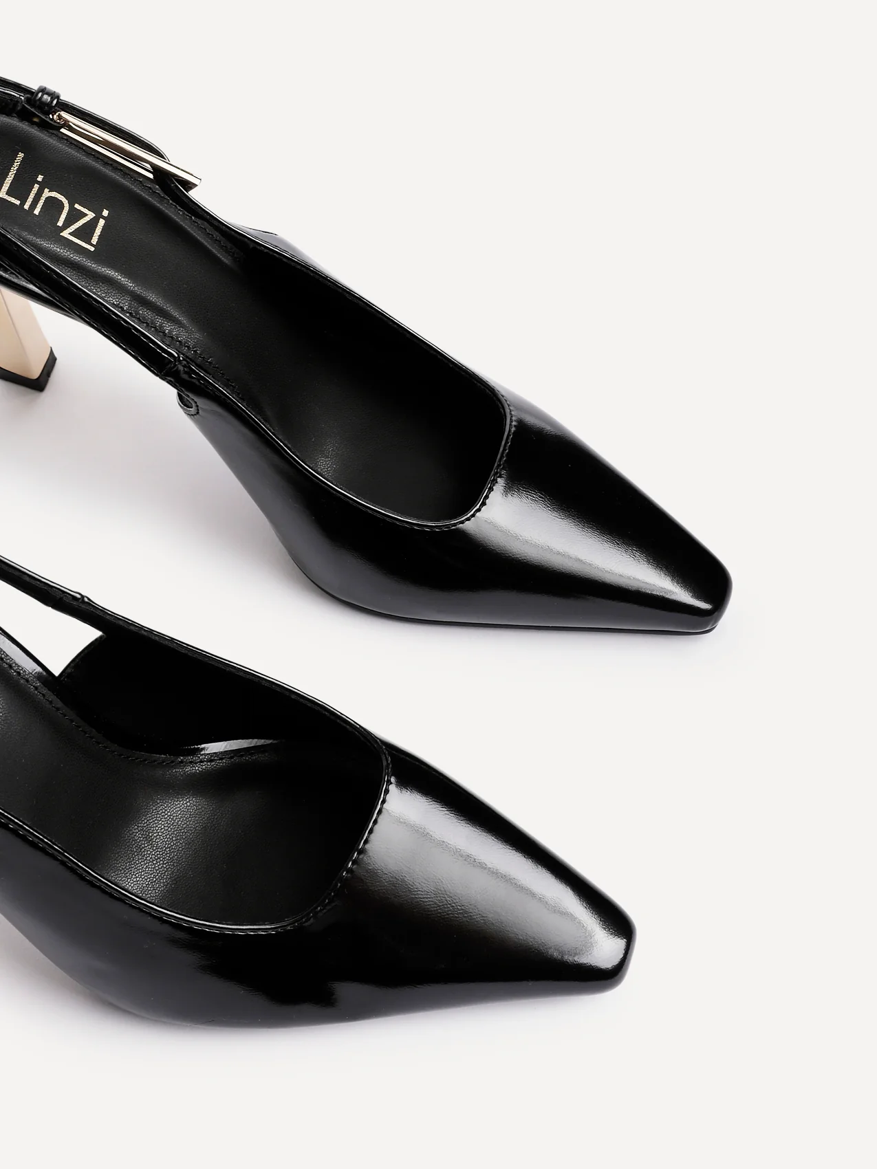 Lizzie Black Stiletto Court Heels - Image 5