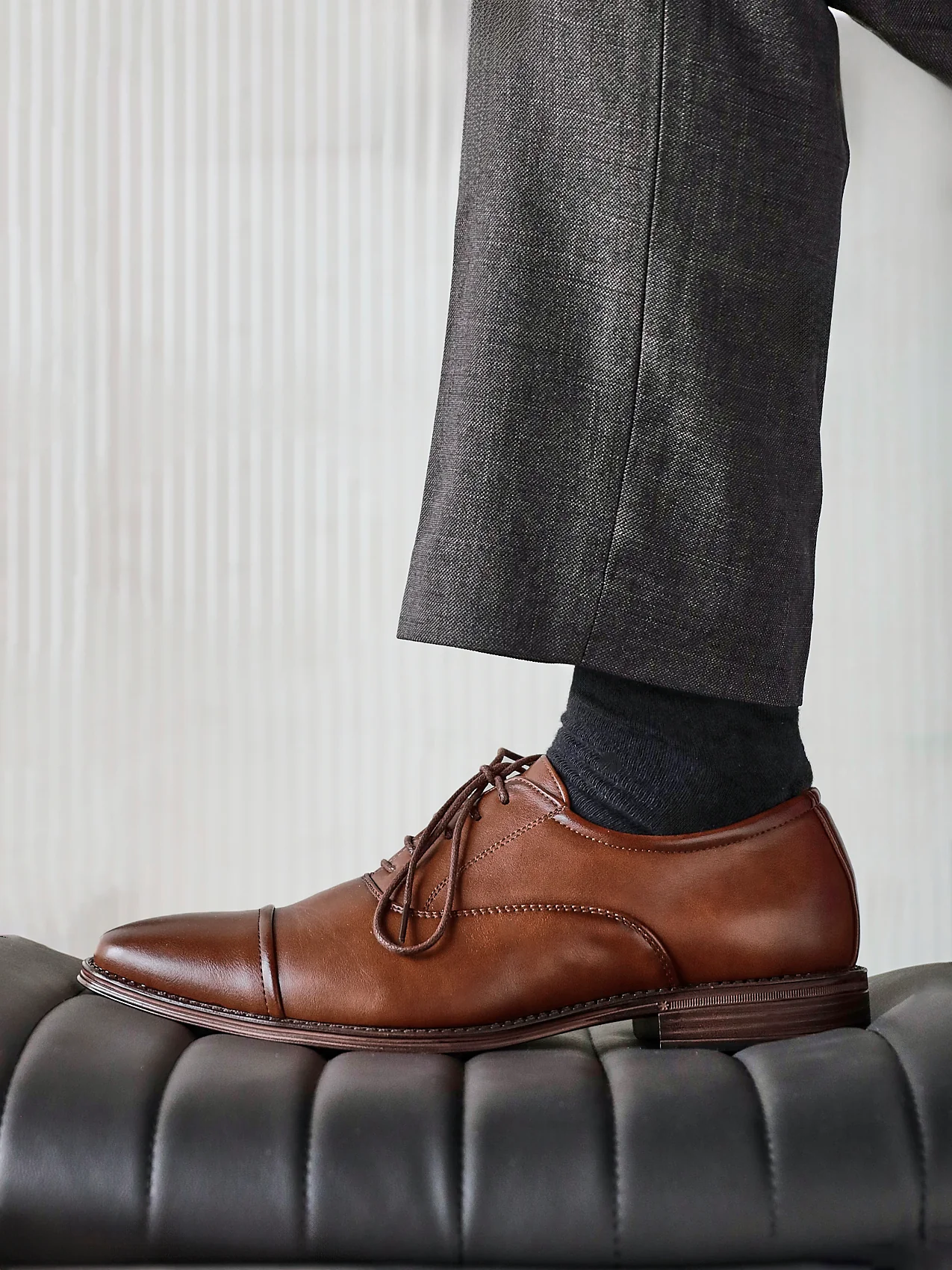 Lorenzo Mens Brown Faux Leather Shoes - Image 6