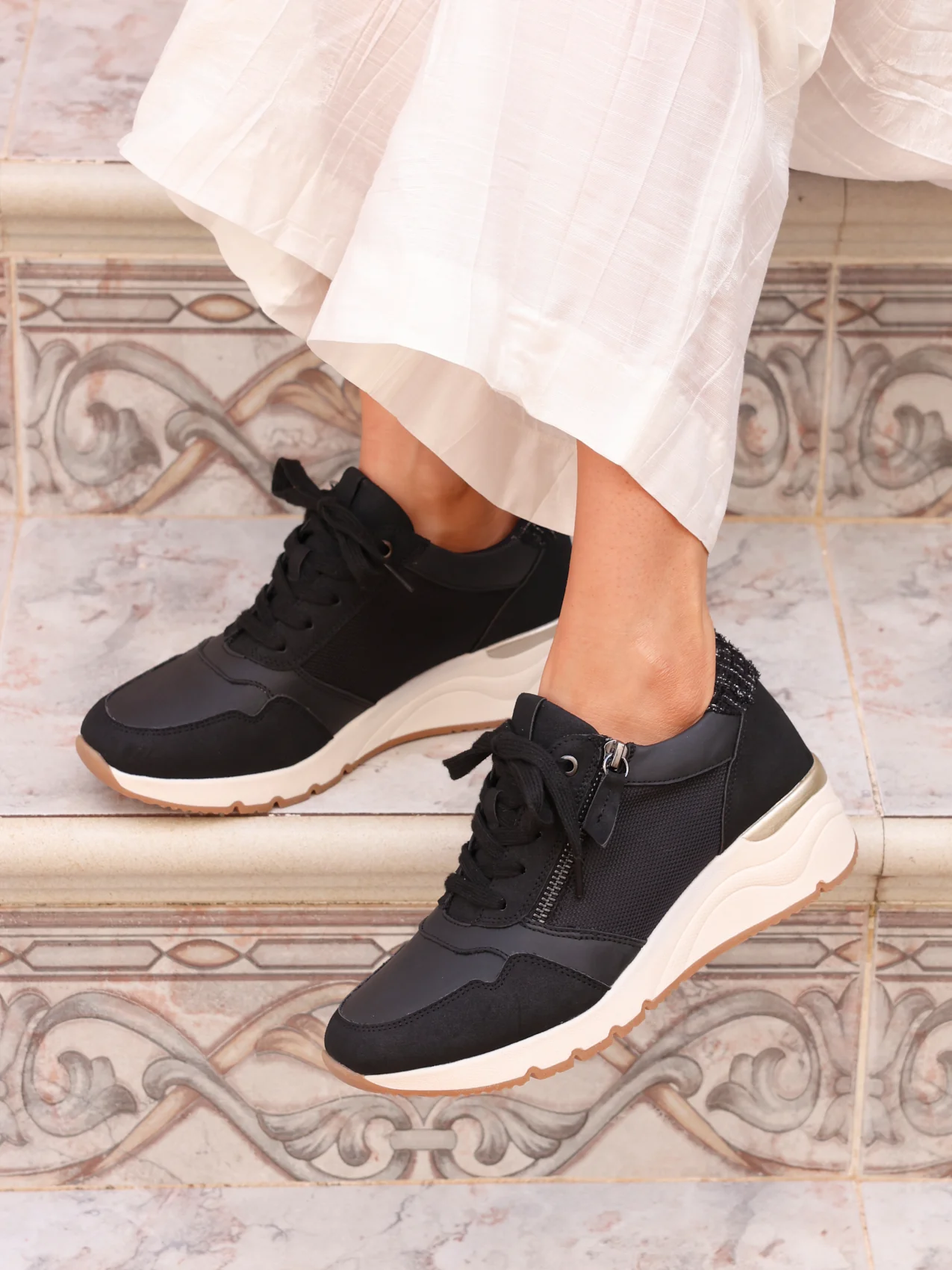 Luca Black Wedge Trainers - Image 6